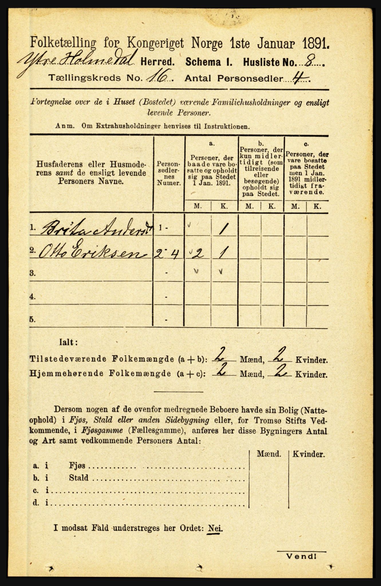 RA, 1891 census for 1429 Ytre Holmedal, 1891, p. 4203