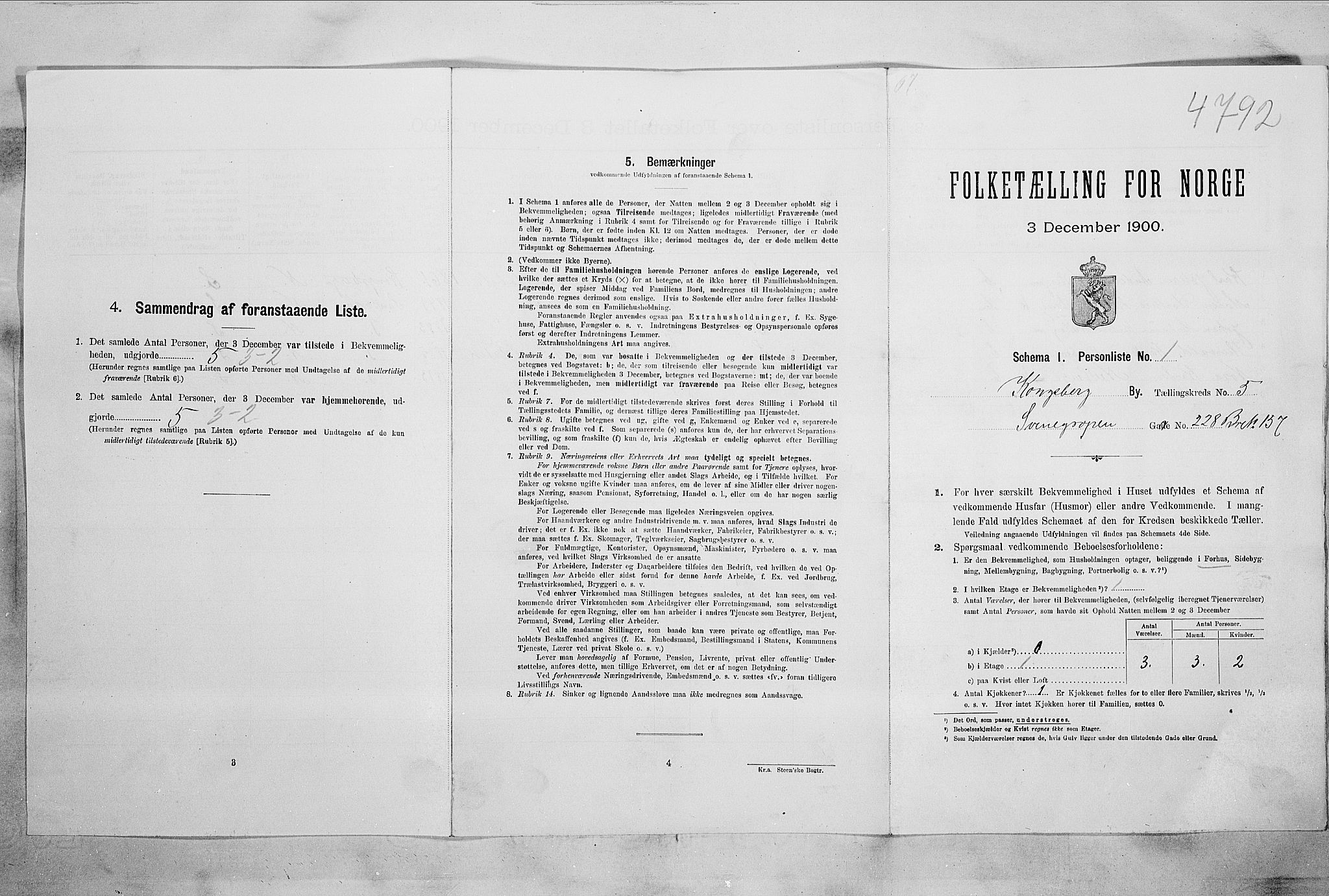 RA, 1900 census for Kongsberg, 1900, p. 1025