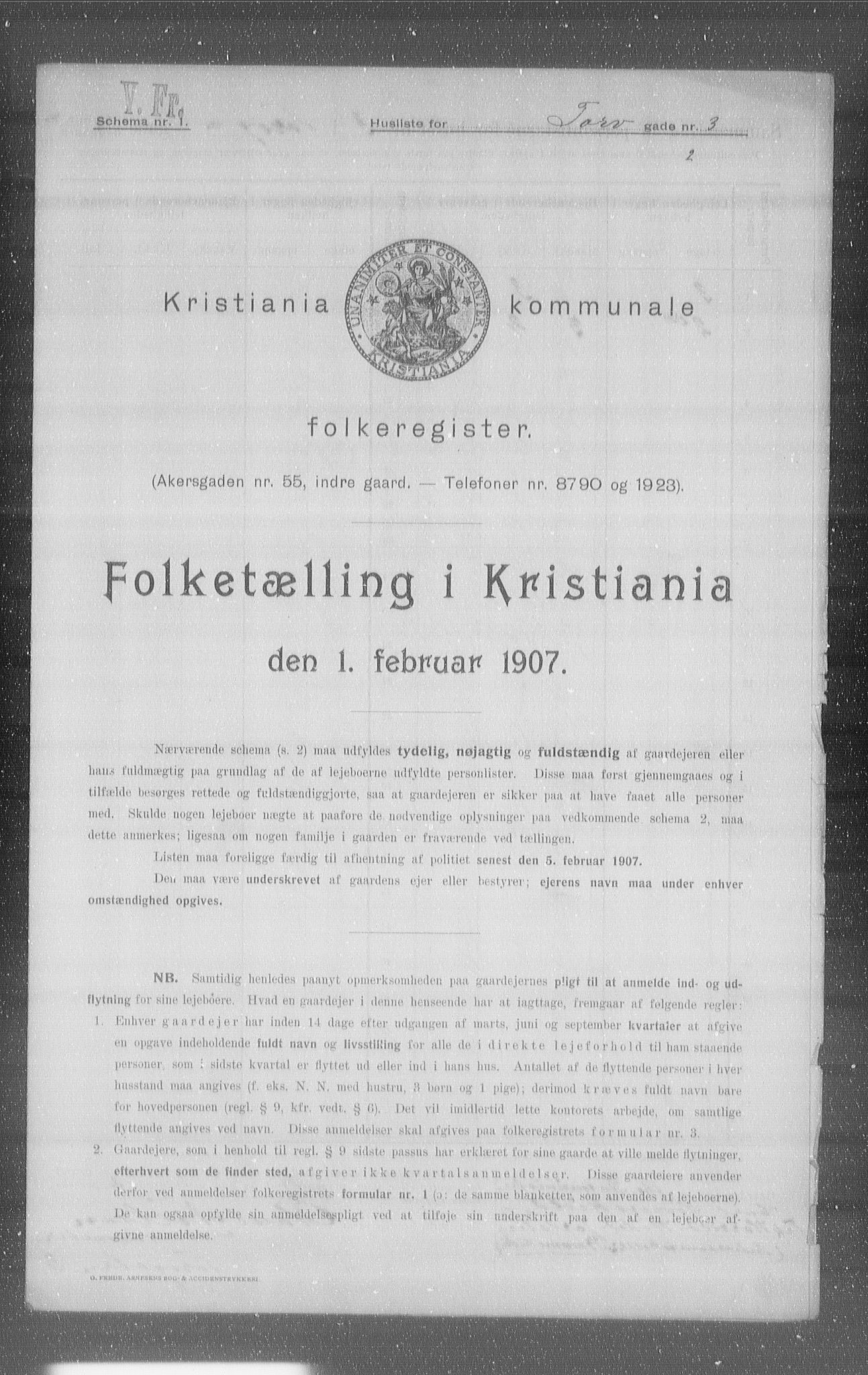 OBA, Municipal Census 1907 for Kristiania, 1907, p. 57910