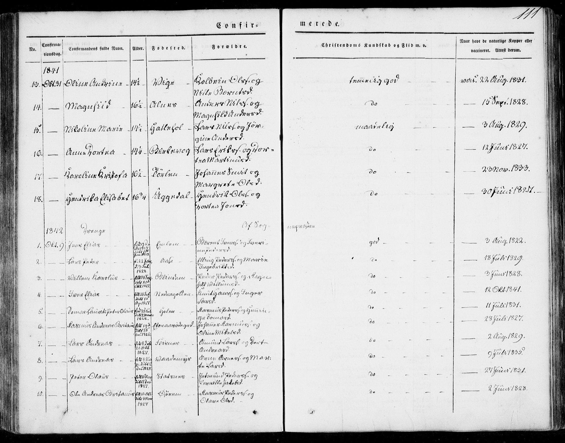 Ministerialprotokoller, klokkerbøker og fødselsregistre - Møre og Romsdal, SAT/A-1454/528/L0396: Parish register (official) no. 528A07, 1839-1847, p. 111