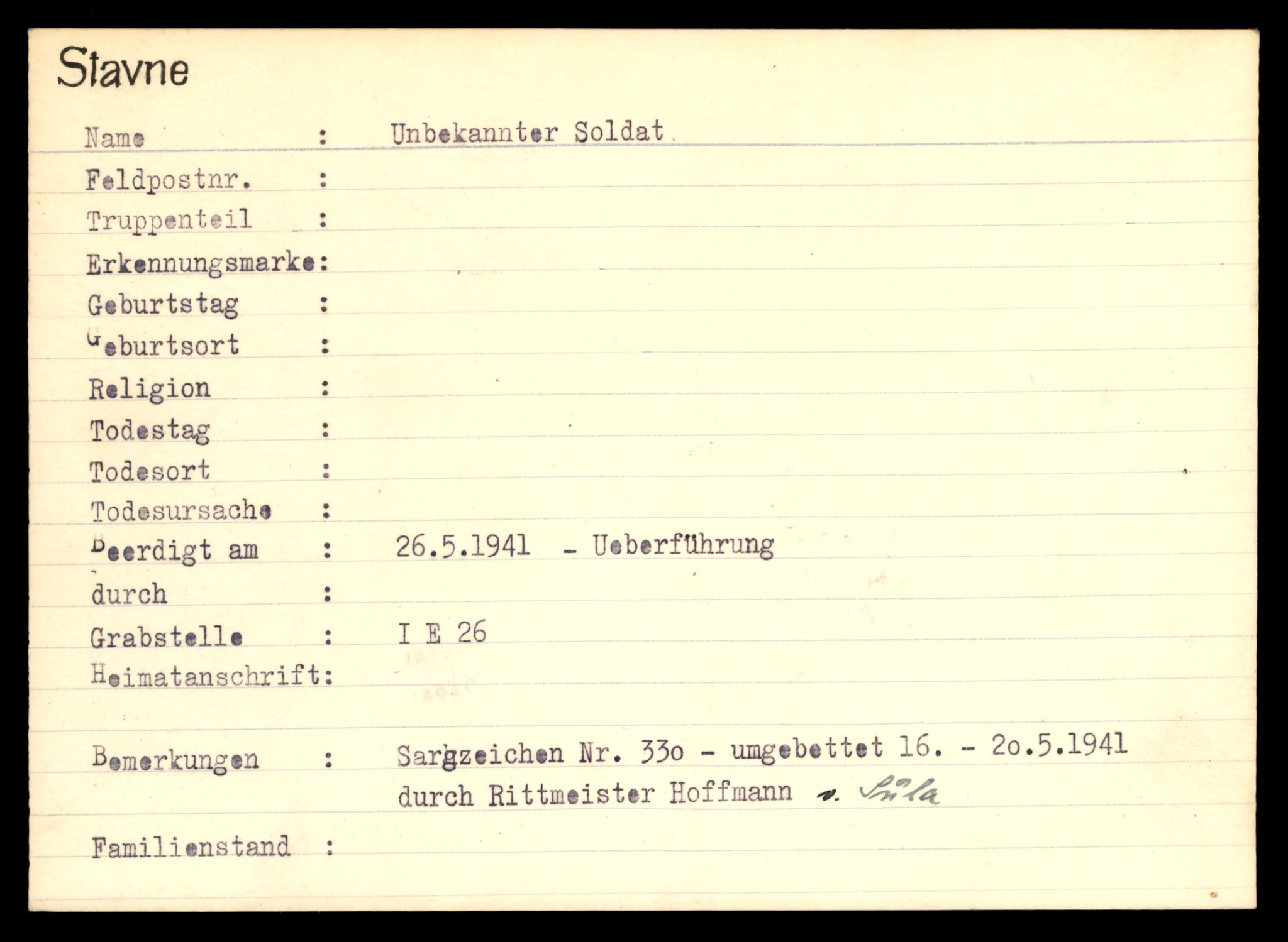 Distriktskontoret for krigsgraver, AV/SAT-A-5030/E/L0003: Kasett/kartotek over tysk Krigskirkegård Stavne, 1945, p. 1625