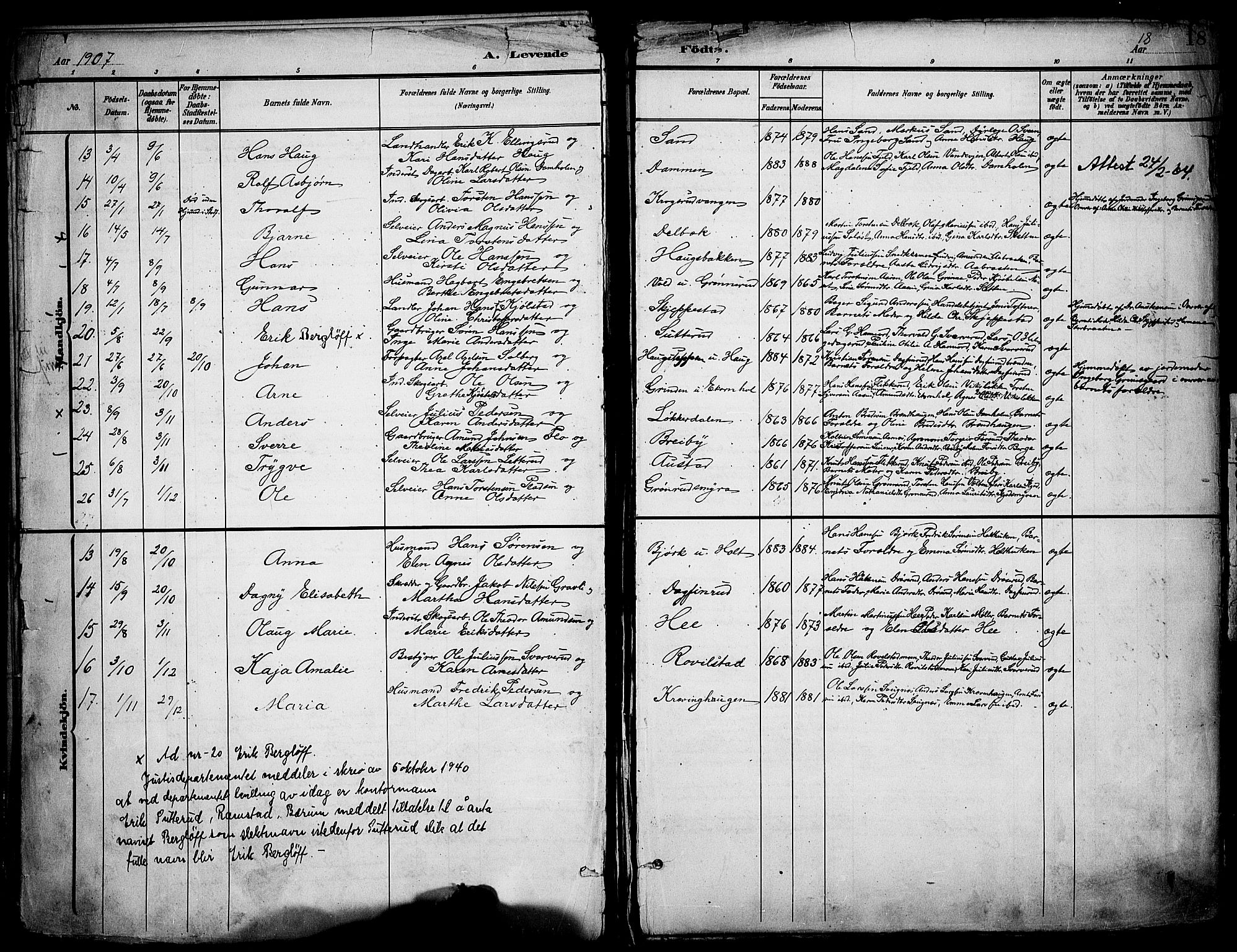 Nord-Odal prestekontor, AV/SAH-PREST-032/H/Ha/Haa/L0007: Parish register (official) no. 7, 1902-1926, p. 18