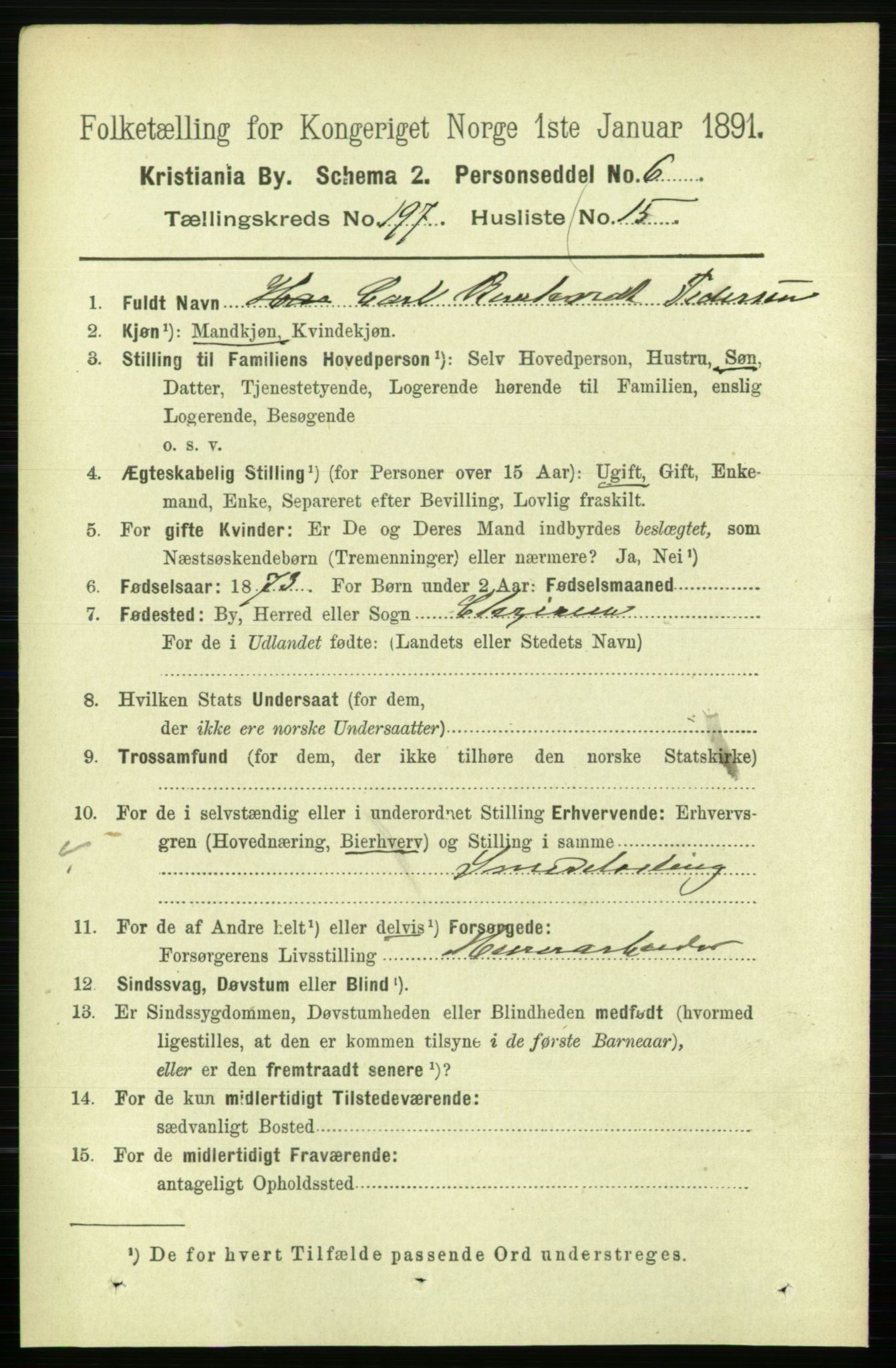 RA, 1891 census for 0301 Kristiania, 1891, p. 119104