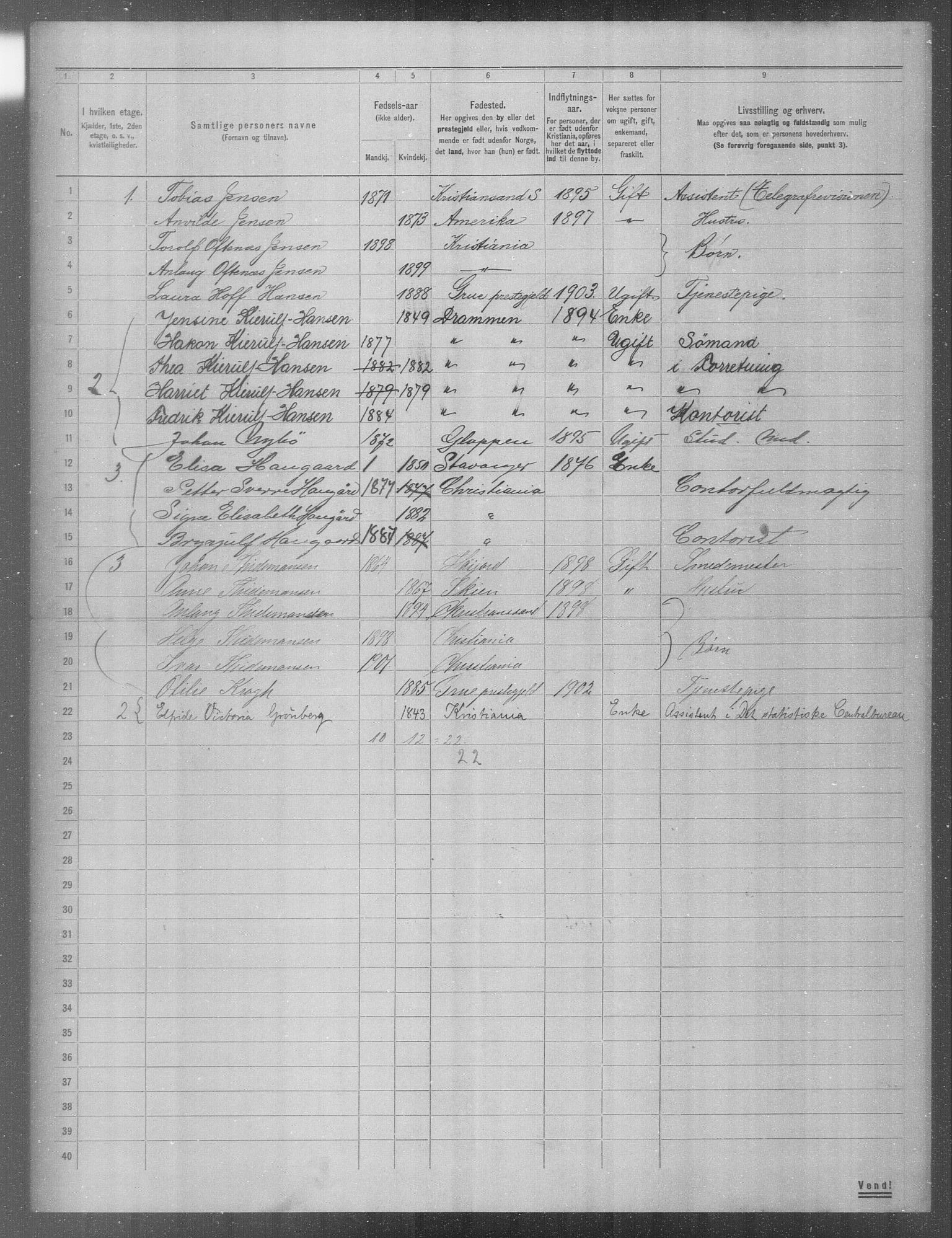 OBA, Municipal Census 1904 for Kristiania, 1904, p. 2871