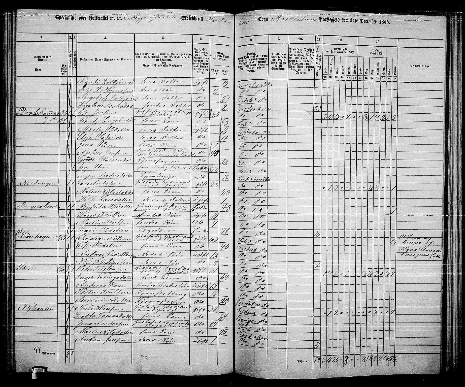 RA, 1865 census for Norderhov/Norderhov, Haug og Lunder, 1865, p. 206