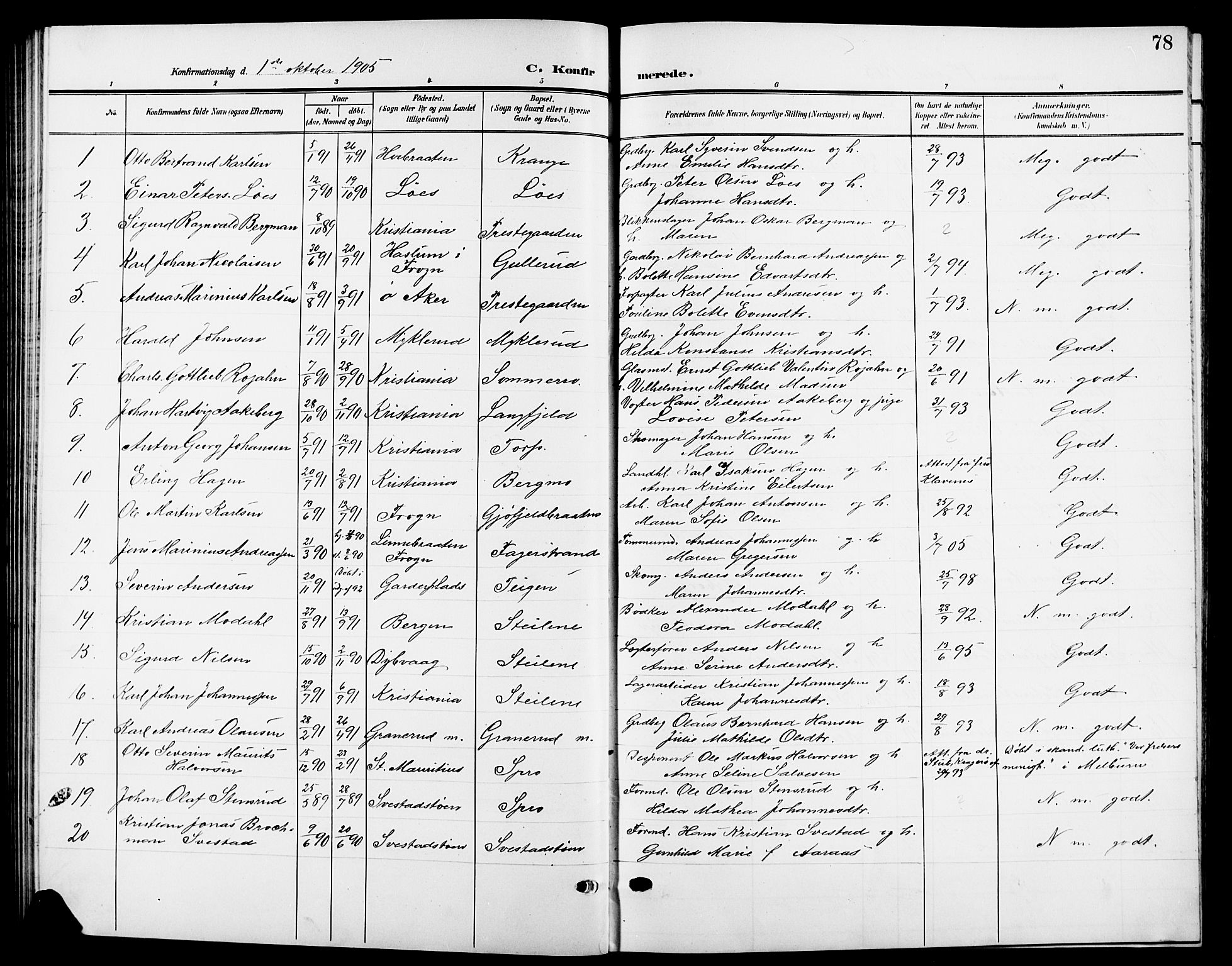Nesodden prestekontor Kirkebøker, SAO/A-10013/G/Ga/L0002: Parish register (copy) no. I 2, 1905-1924, p. 78