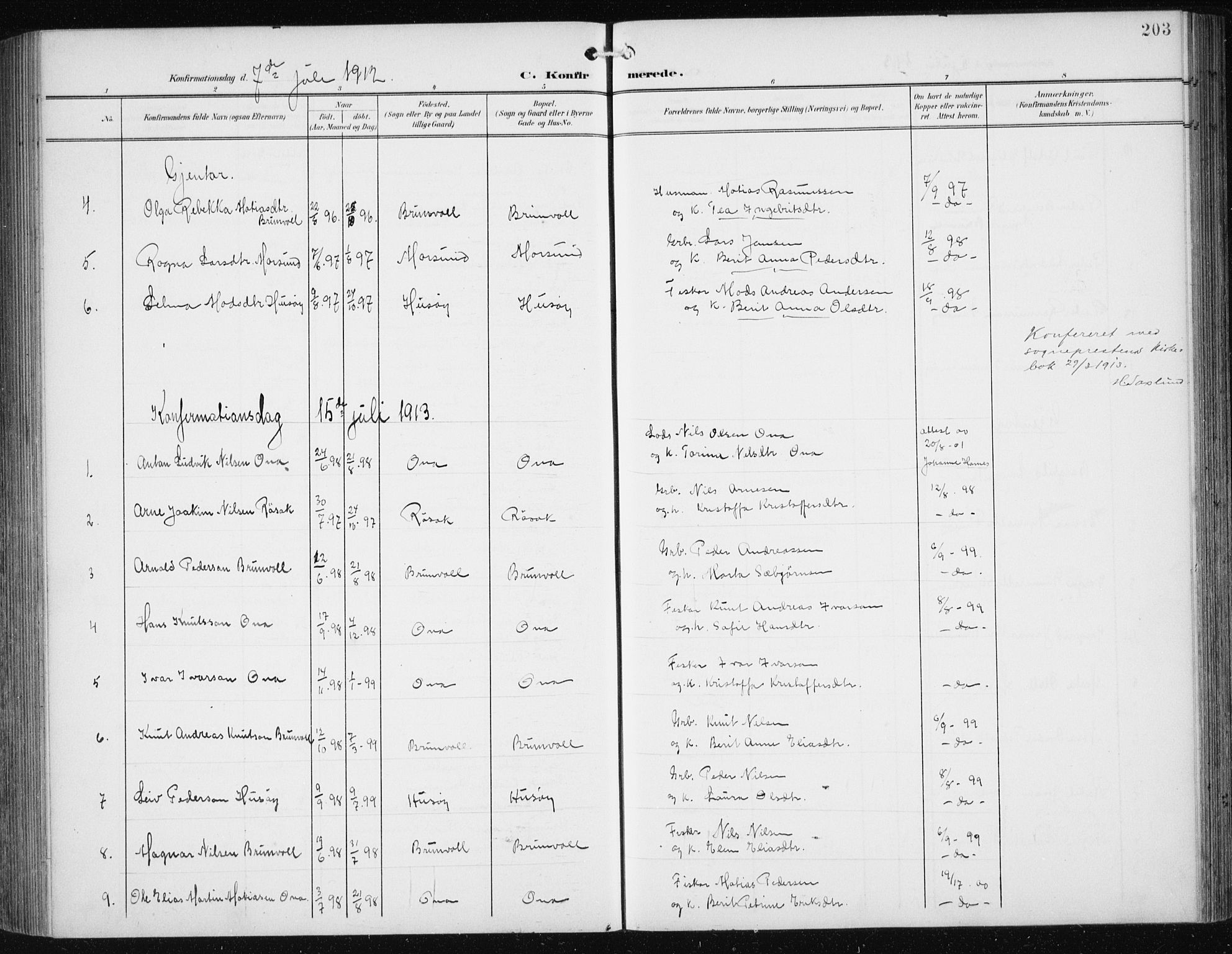 Ministerialprotokoller, klokkerbøker og fødselsregistre - Møre og Romsdal, SAT/A-1454/561/L0733: Parish register (copy) no. 561C03, 1900-1940, p. 203