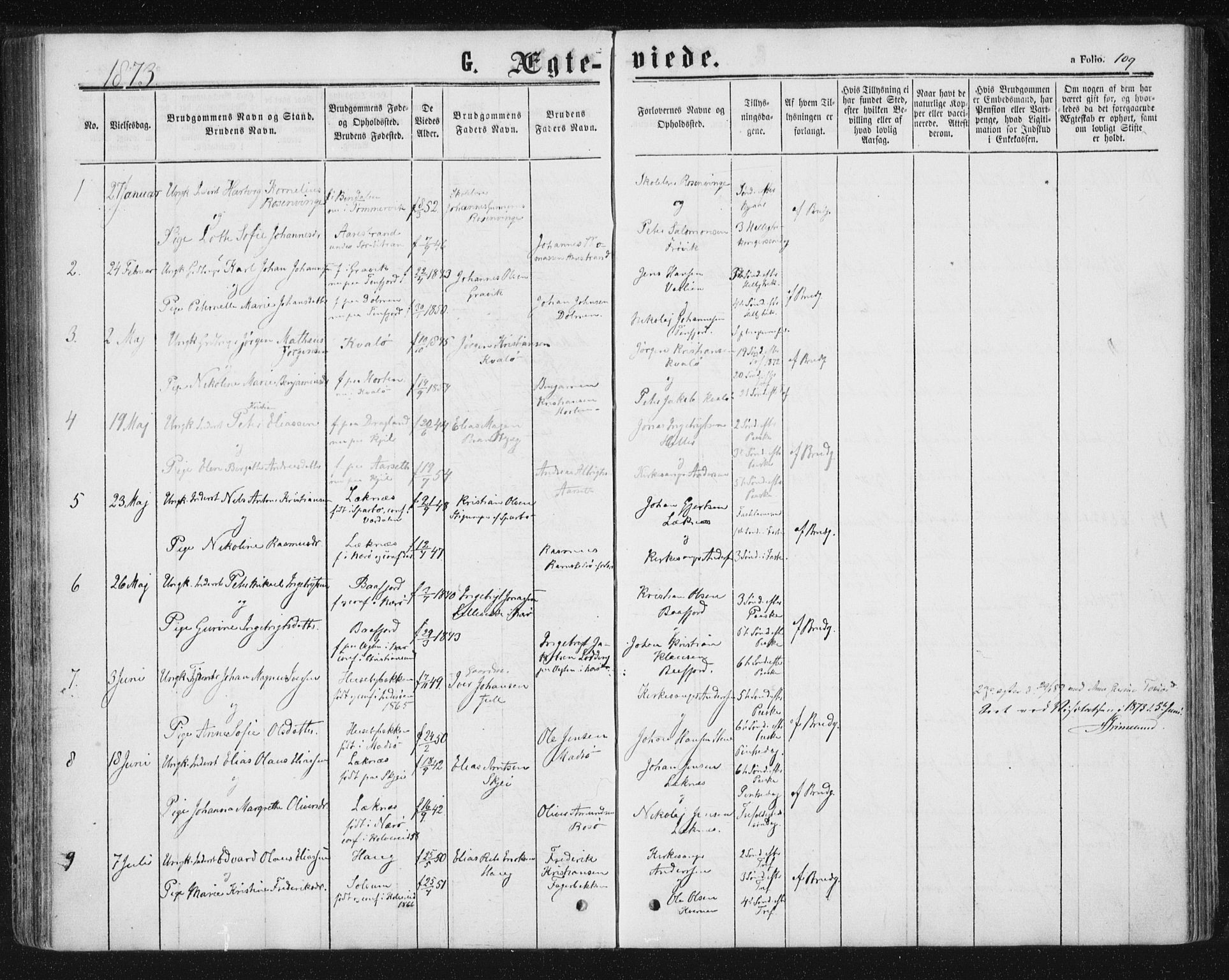 Ministerialprotokoller, klokkerbøker og fødselsregistre - Nord-Trøndelag, AV/SAT-A-1458/788/L0696: Parish register (official) no. 788A03, 1863-1877, p. 109
