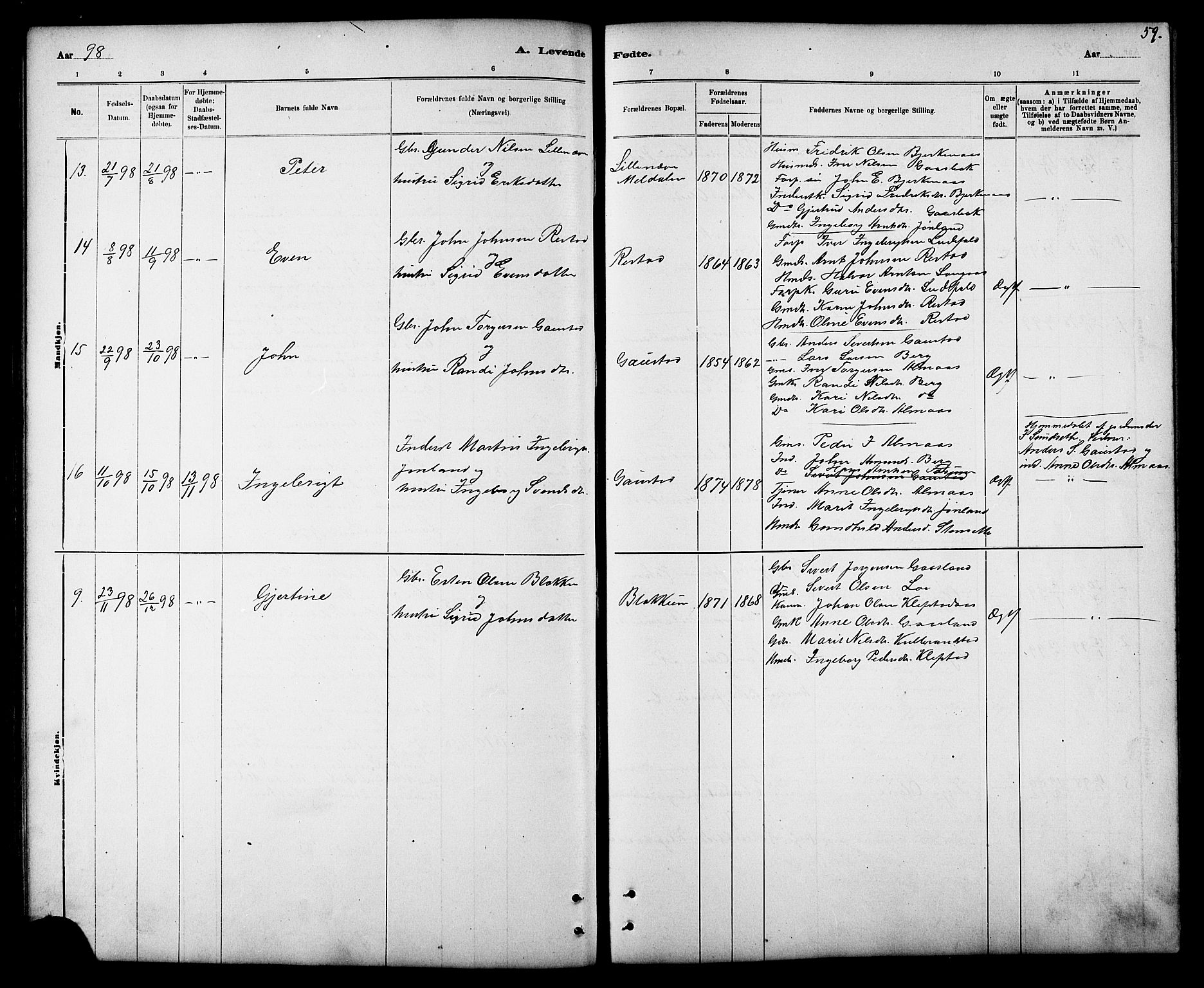 Ministerialprotokoller, klokkerbøker og fødselsregistre - Sør-Trøndelag, AV/SAT-A-1456/694/L1132: Parish register (copy) no. 694C04, 1887-1914, p. 59