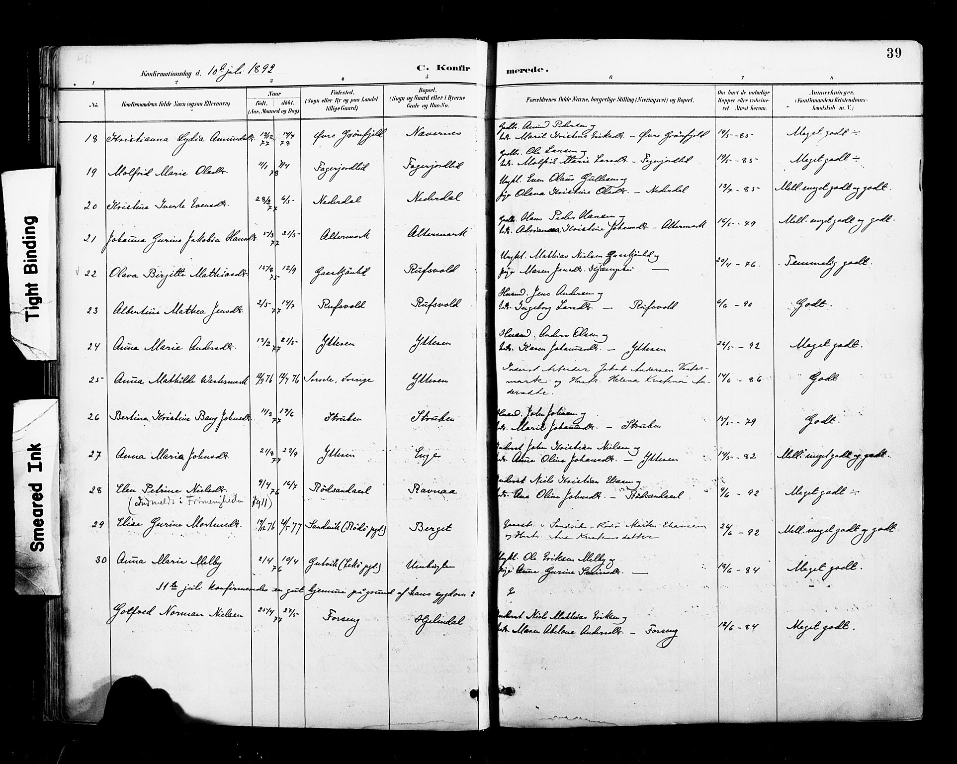 Ministerialprotokoller, klokkerbøker og fødselsregistre - Nordland, AV/SAT-A-1459/827/L0401: Parish register (official) no. 827A13, 1887-1905, p. 39