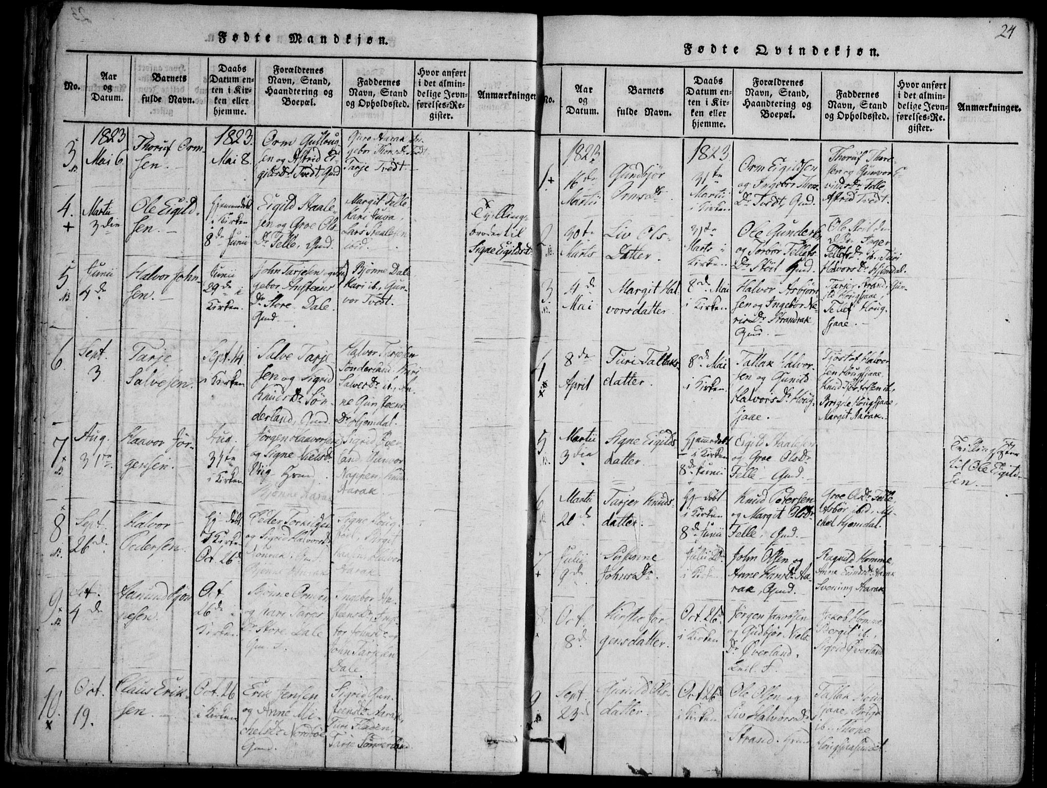 Nissedal kirkebøker, SAKO/A-288/F/Fb/L0001: Parish register (official) no. II 1, 1814-1845, p. 24