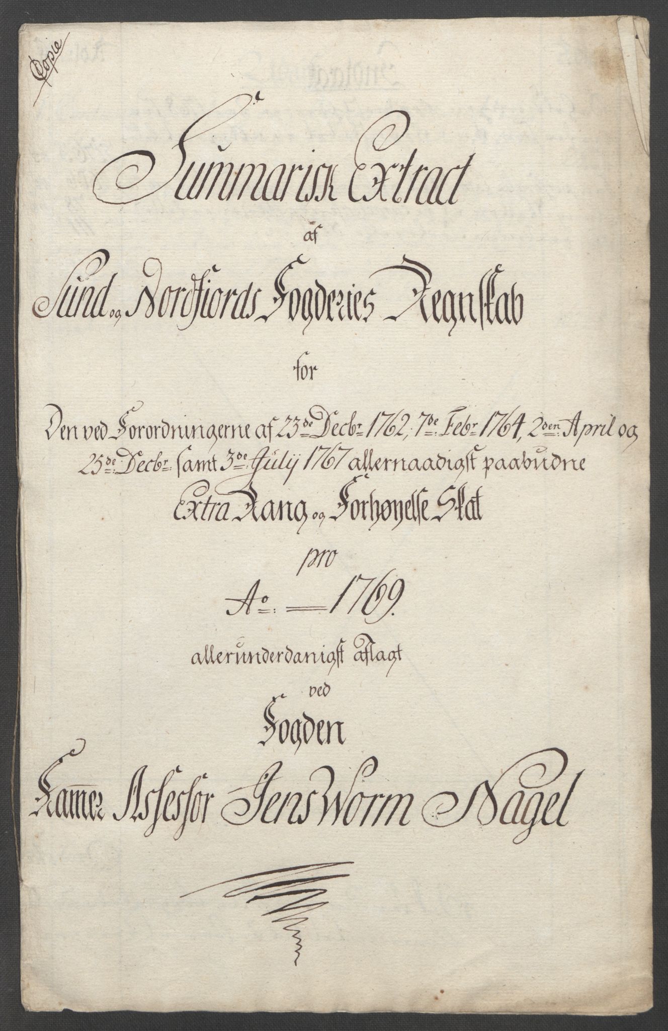 Rentekammeret inntil 1814, Reviderte regnskaper, Fogderegnskap, AV/RA-EA-4092/R53/L3550: Ekstraskatten Sunn- og Nordfjord, 1762-1771, p. 248