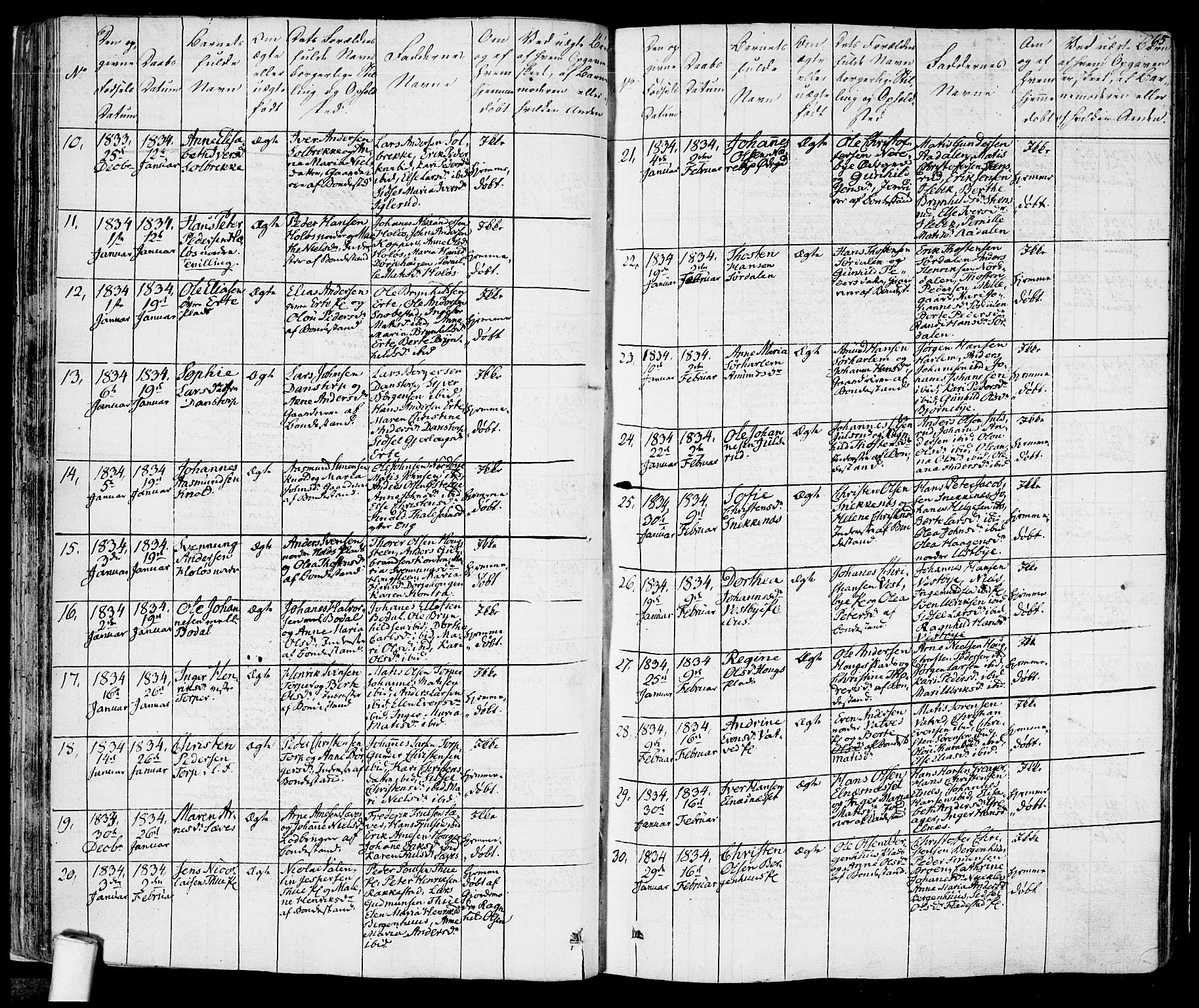 Rakkestad prestekontor Kirkebøker, SAO/A-2008/F/Fa/L0007: Parish register (official) no. I 7, 1825-1841, p. 65