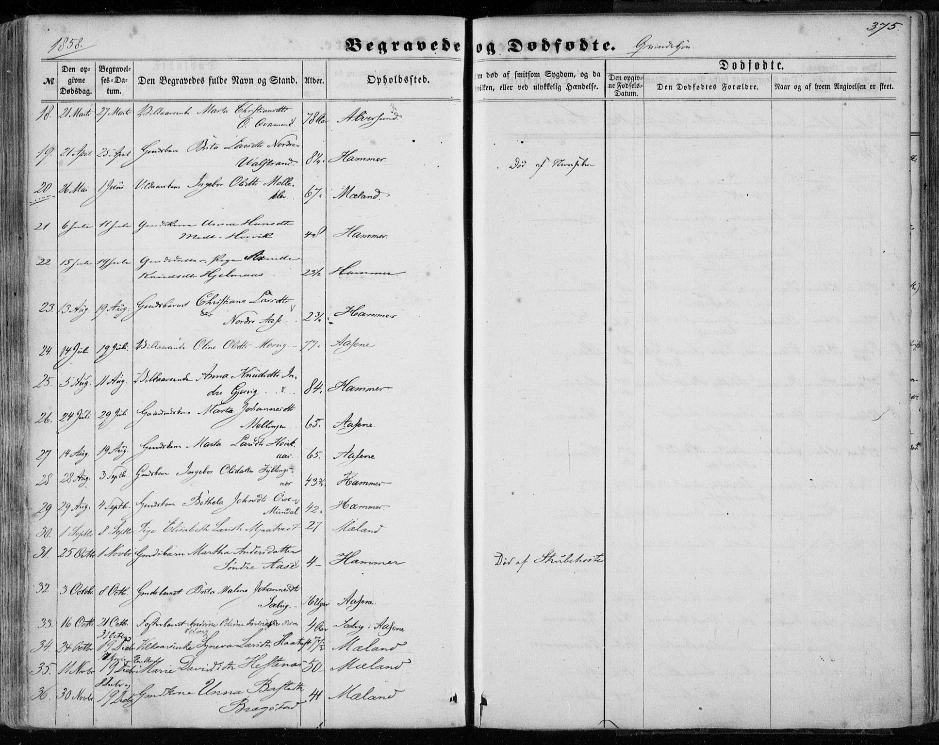 Hamre sokneprestembete, SAB/A-75501/H/Ha/Haa/Haaa/L0014: Parish register (official) no. A 14, 1858-1872, p. 375