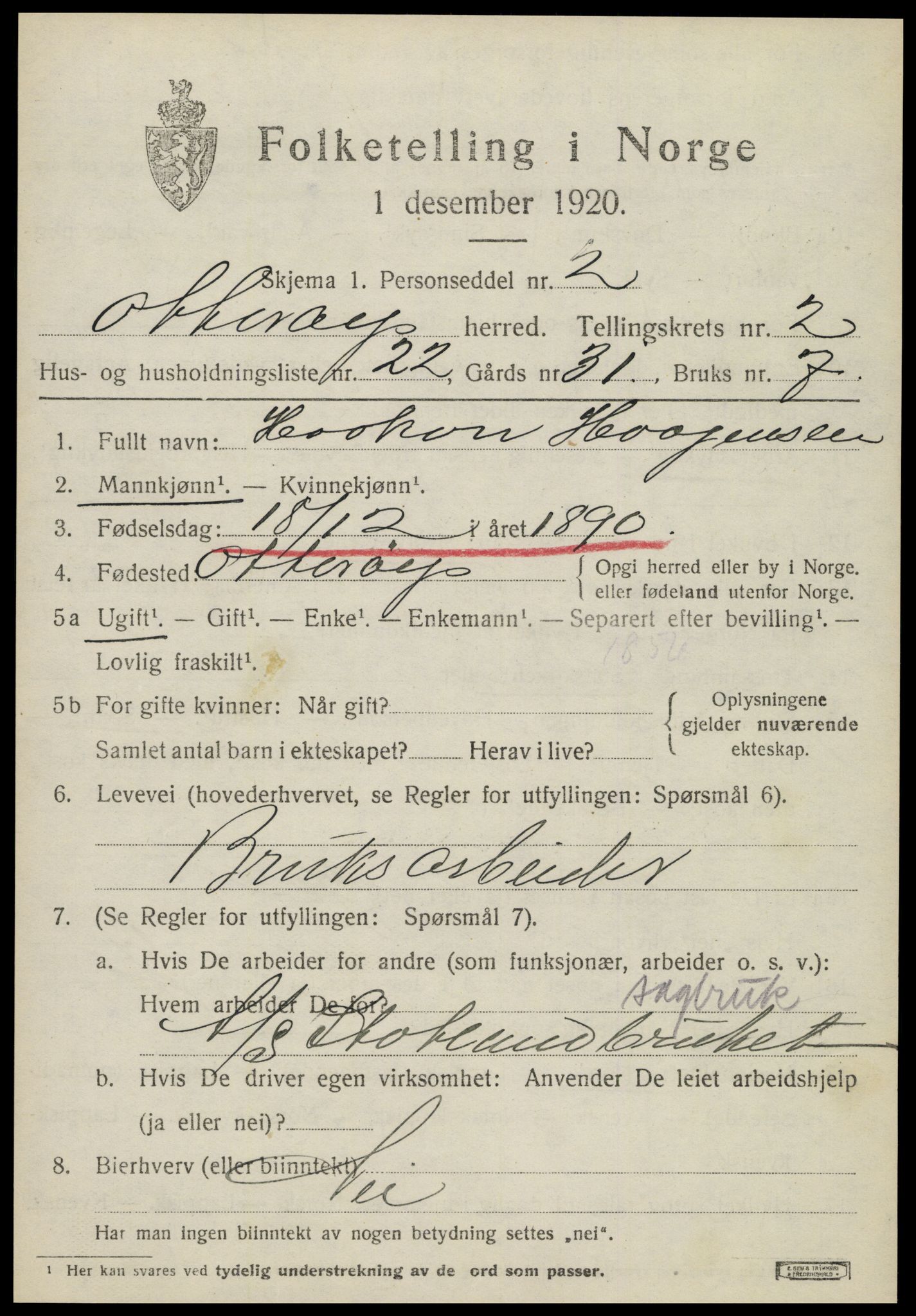 SAT, 1920 census for Otterøy, 1920, p. 1355