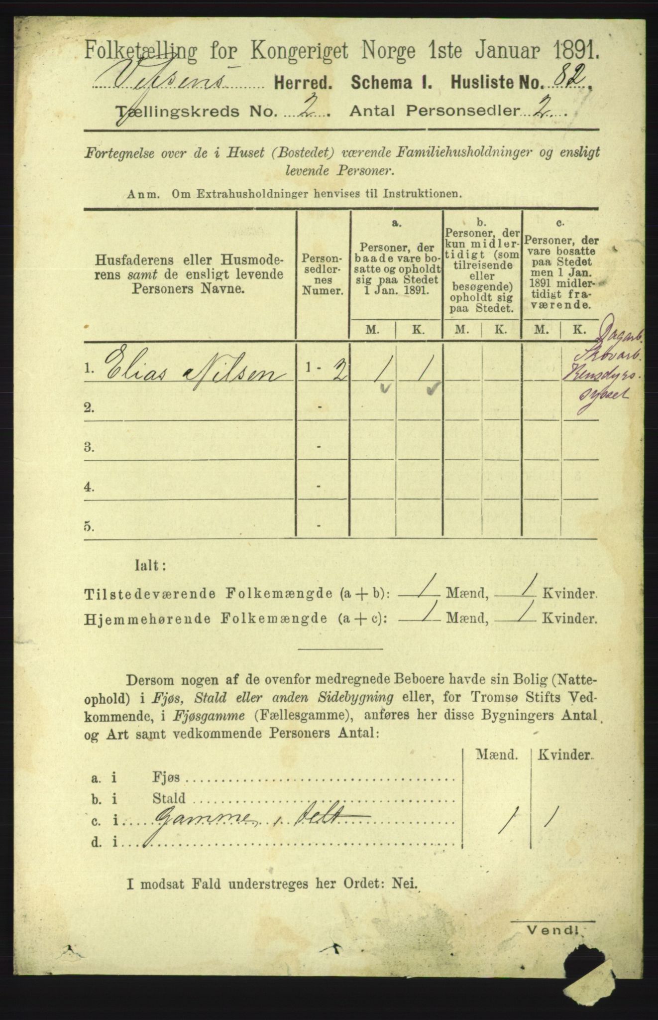 RA, 1891 census for 1824 Vefsn, 1891, p. 618