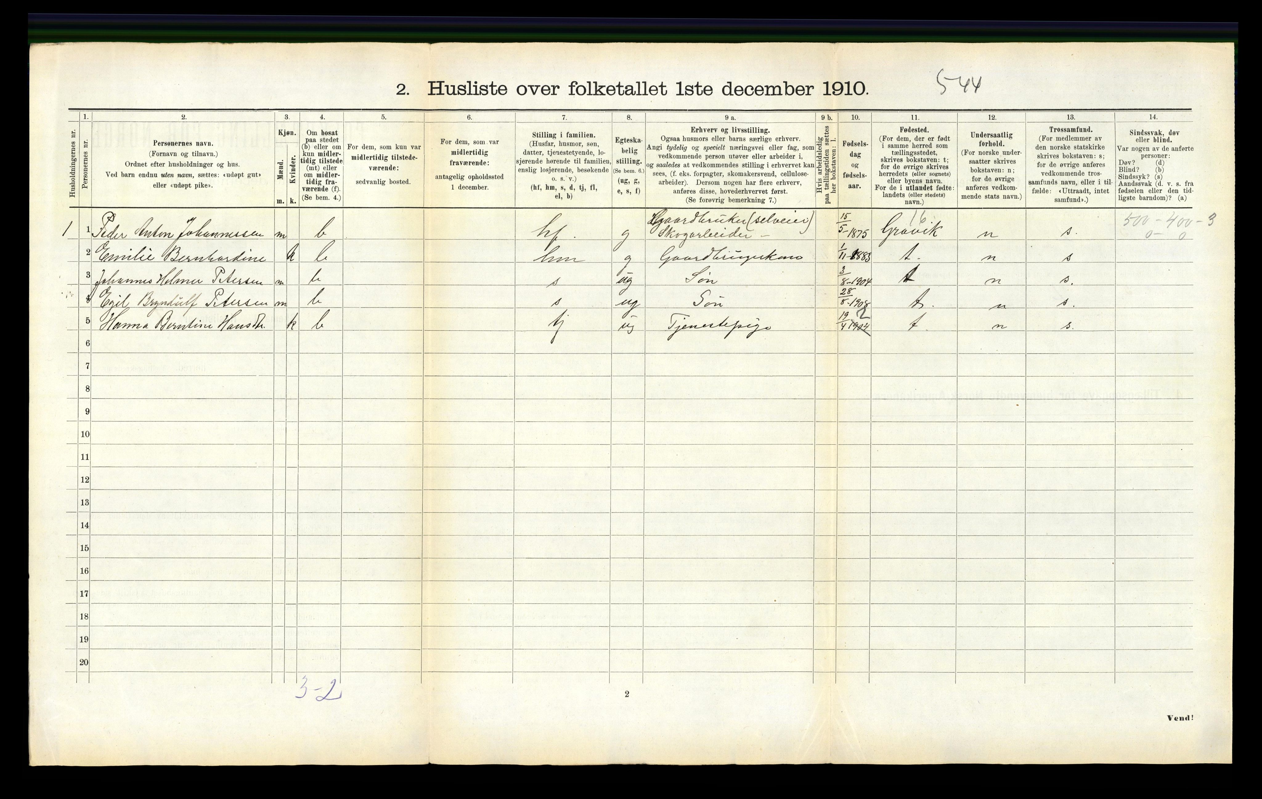 RA, 1910 census for Foldereid, 1910, p. 221