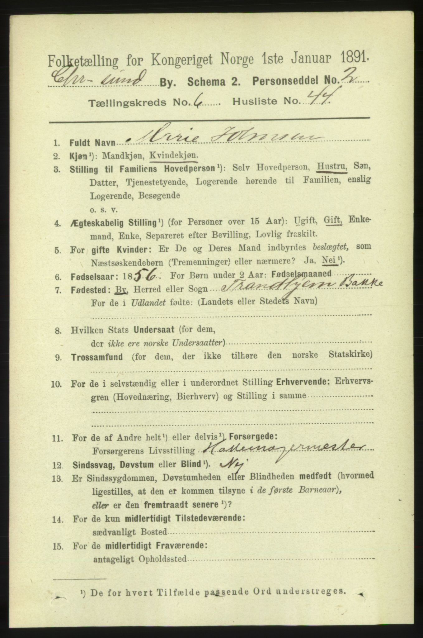 RA, 1891 census for 1503 Kristiansund, 1891, p. 5518