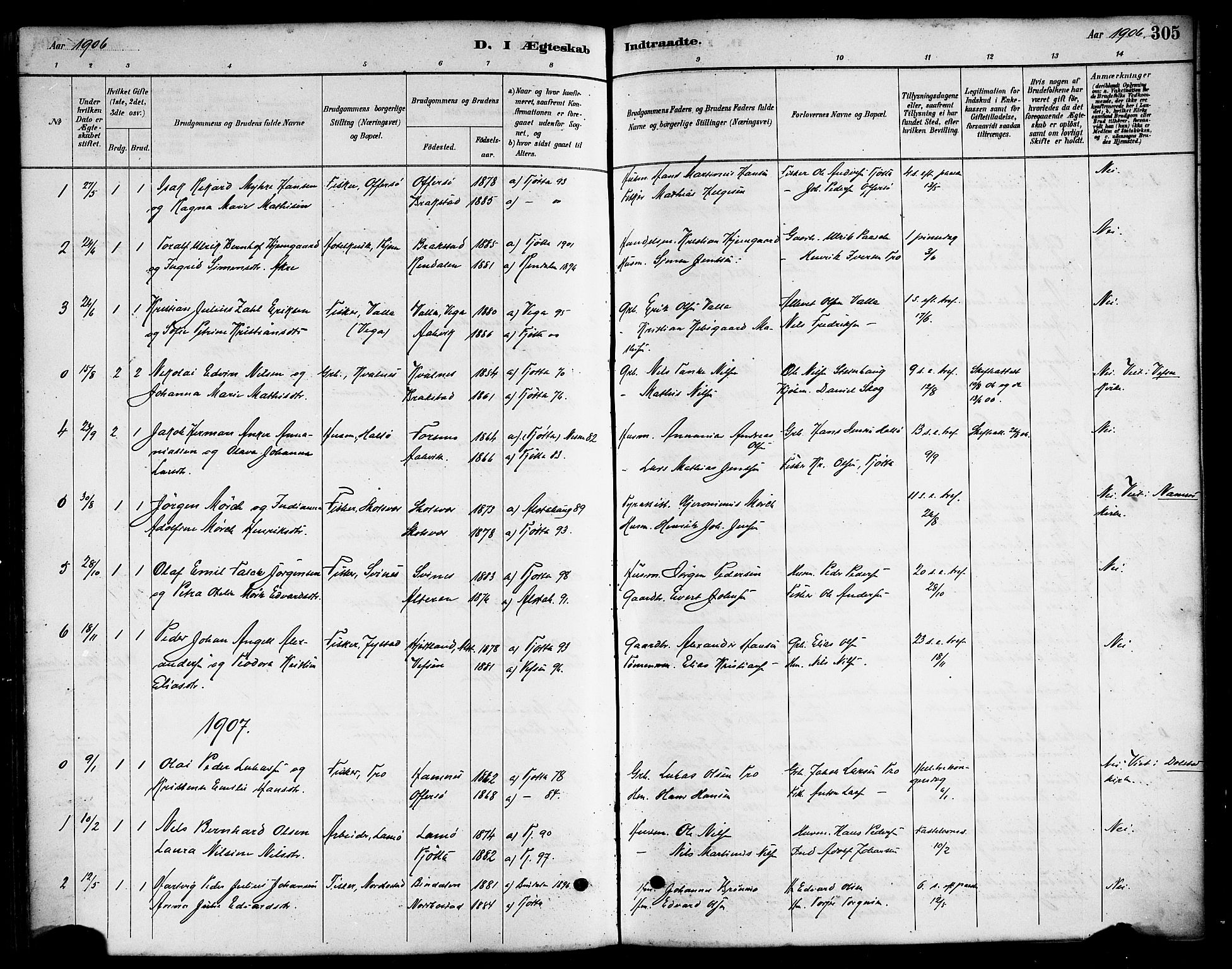 Ministerialprotokoller, klokkerbøker og fødselsregistre - Nordland, AV/SAT-A-1459/817/L0268: Parish register (copy) no. 817C03, 1884-1920, p. 305