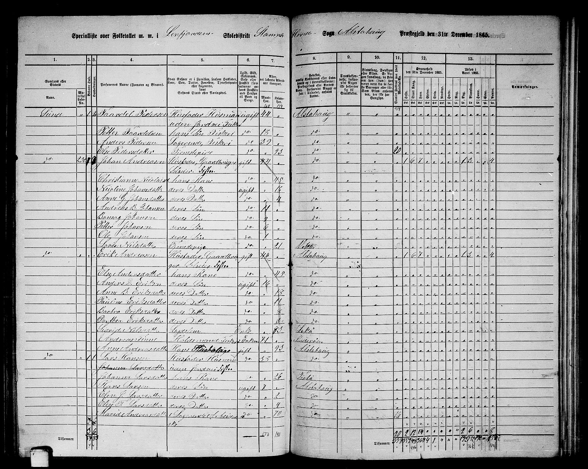 RA, 1865 census for Alstahaug, 1865, p. 135