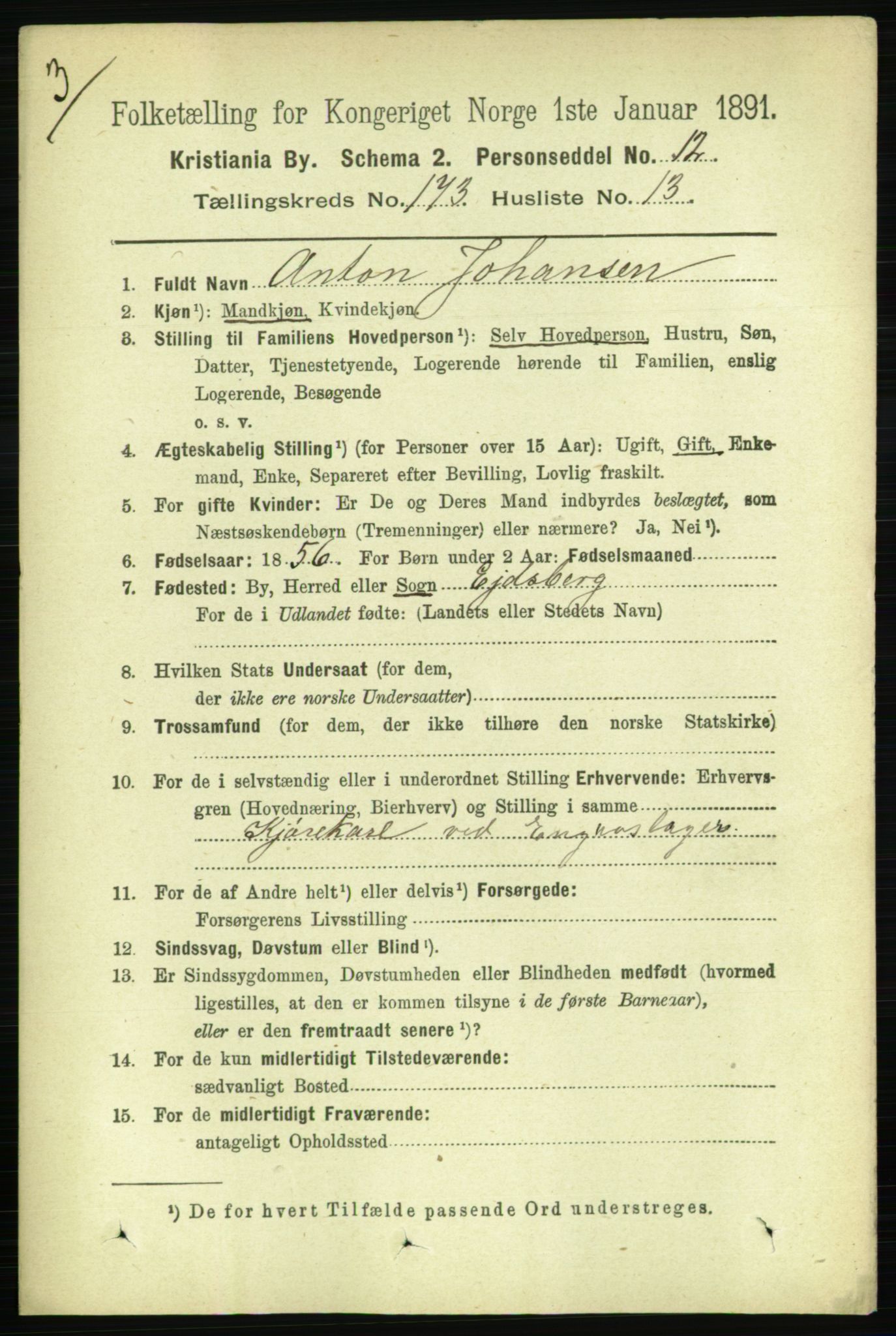 RA, 1891 census for 0301 Kristiania, 1891, p. 103497