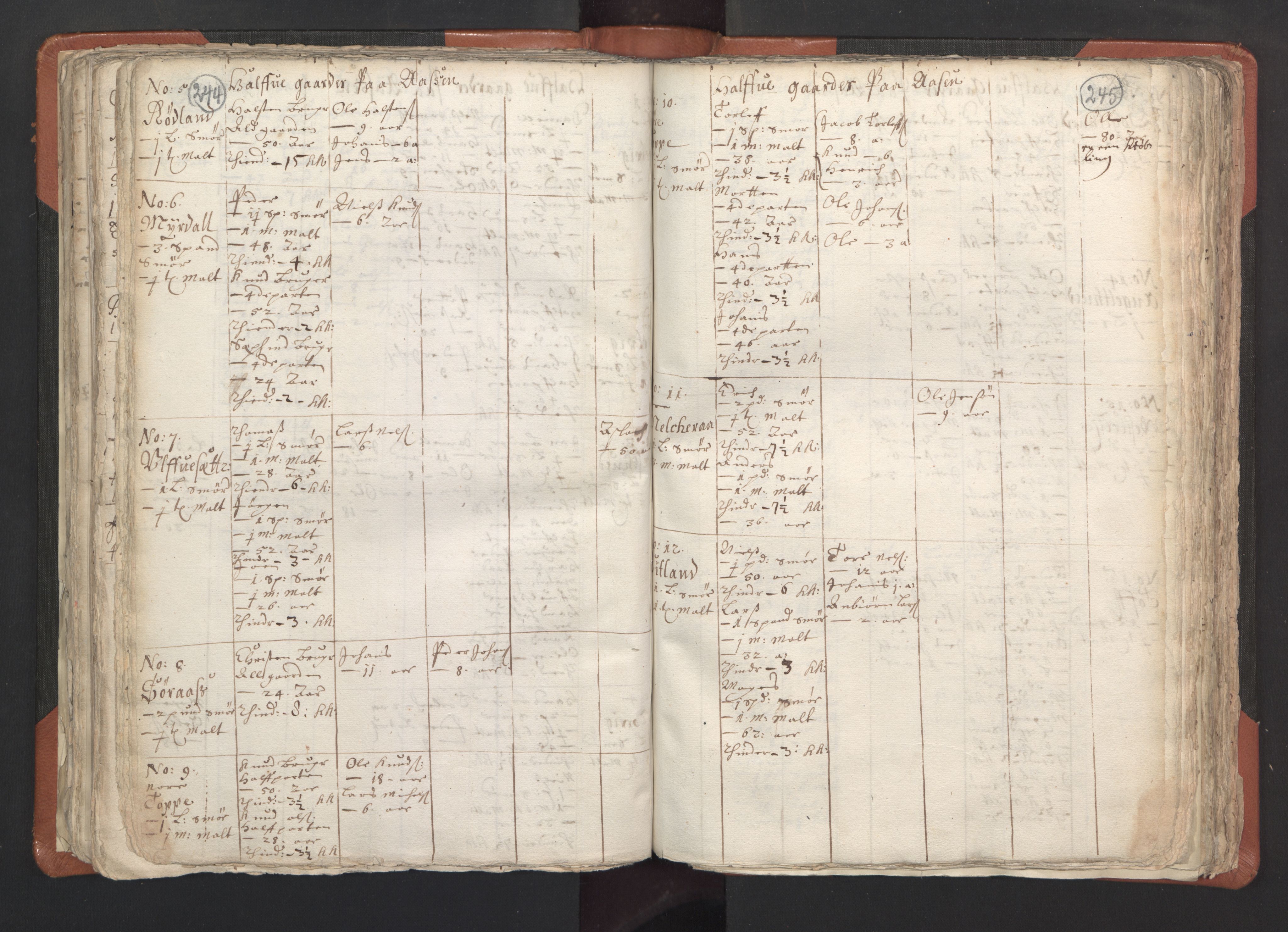 RA, Vicar's Census 1664-1666, no. 22: Nordhordland deanery, 1664-1666, p. 244-245