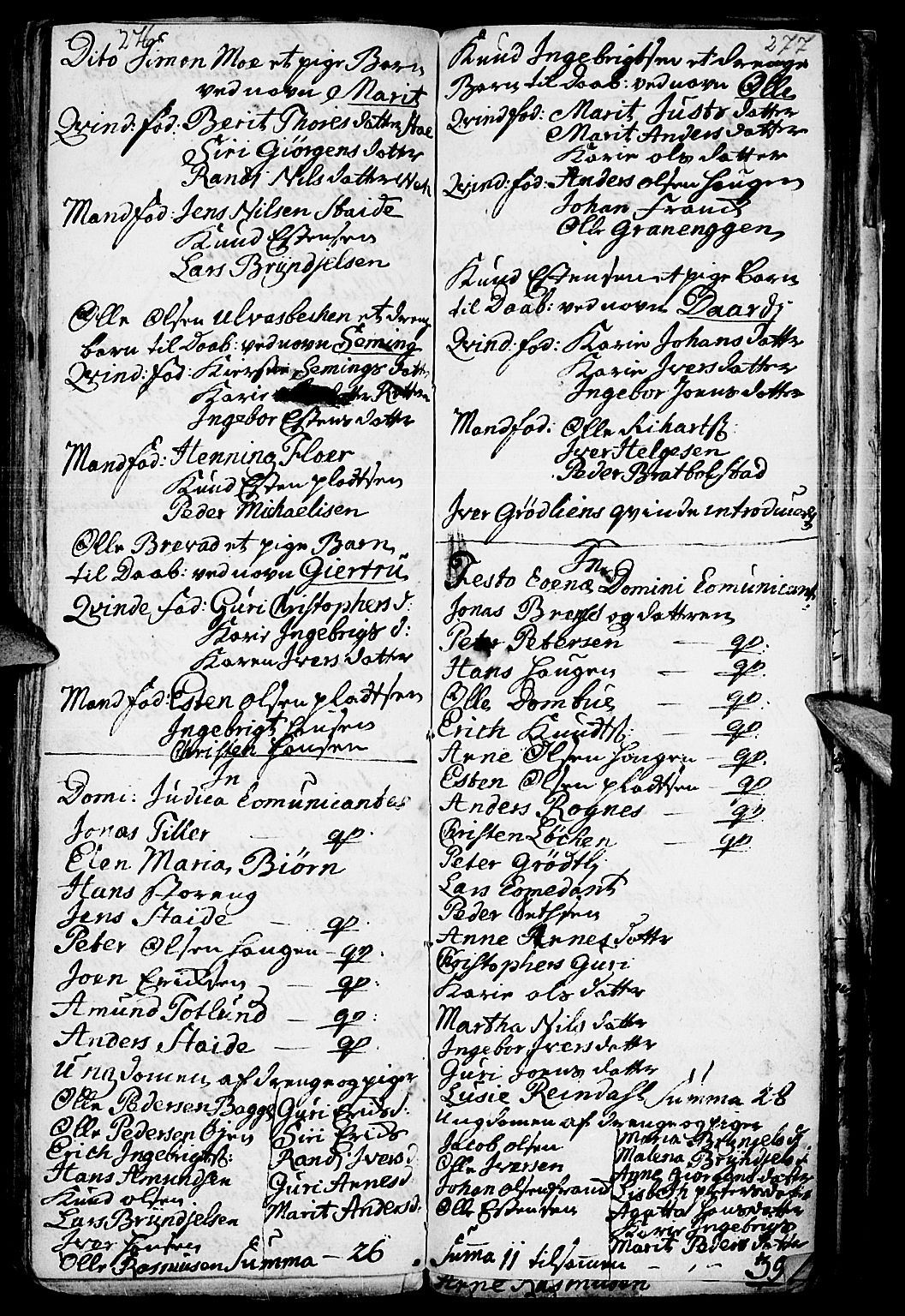 Kvikne prestekontor, SAH/PREST-064/H/Ha/Haa/L0001: Parish register (official) no. 1, 1740-1756, p. 276-277