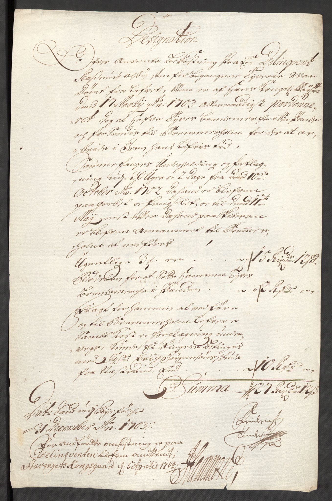 Rentekammeret inntil 1814, Reviderte regnskaper, Fogderegnskap, RA/EA-4092/R47/L2860: Fogderegnskap Ryfylke, 1703-1705, p. 97