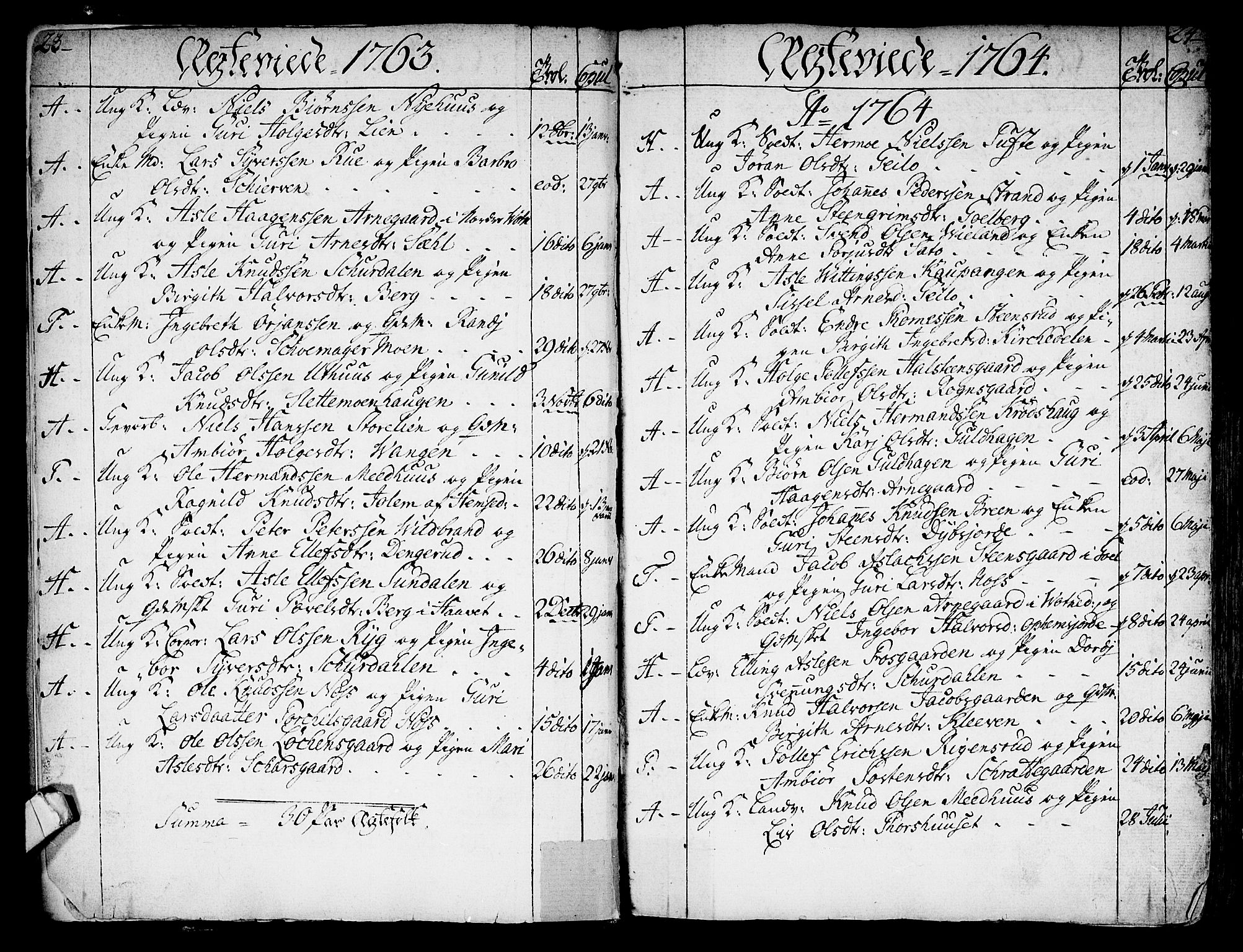 Ål kirkebøker, AV/SAKO-A-249/F/Fa/L0001: Parish register (official) no. I 1, 1744-1769, p. 23-24