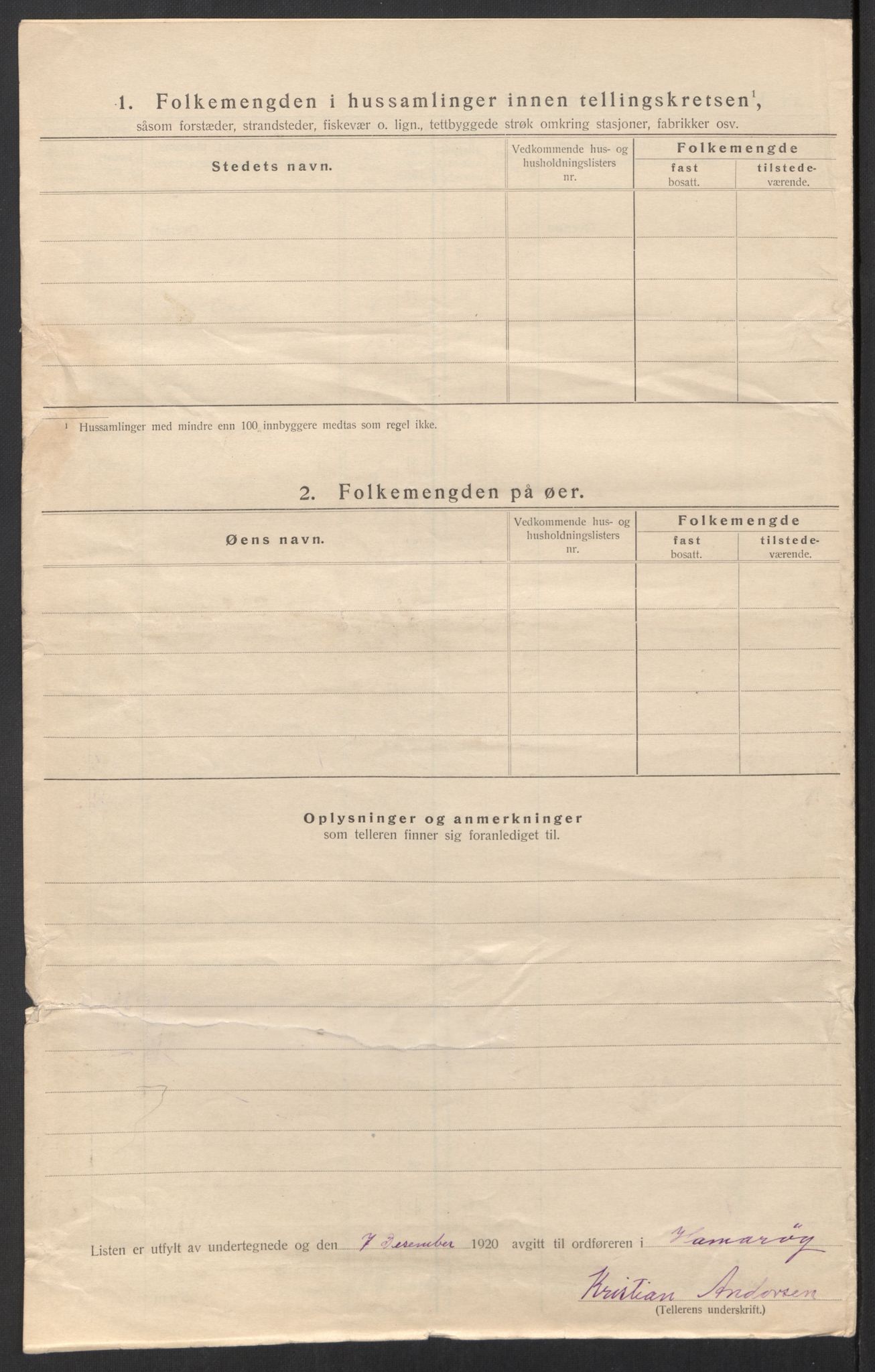 SAT, 1920 census for Hamarøy, 1920, p. 23