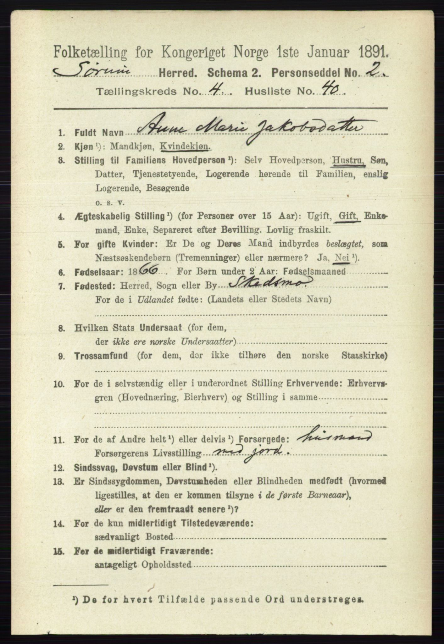 RA, 1891 census for 0226 Sørum, 1891, p. 2115