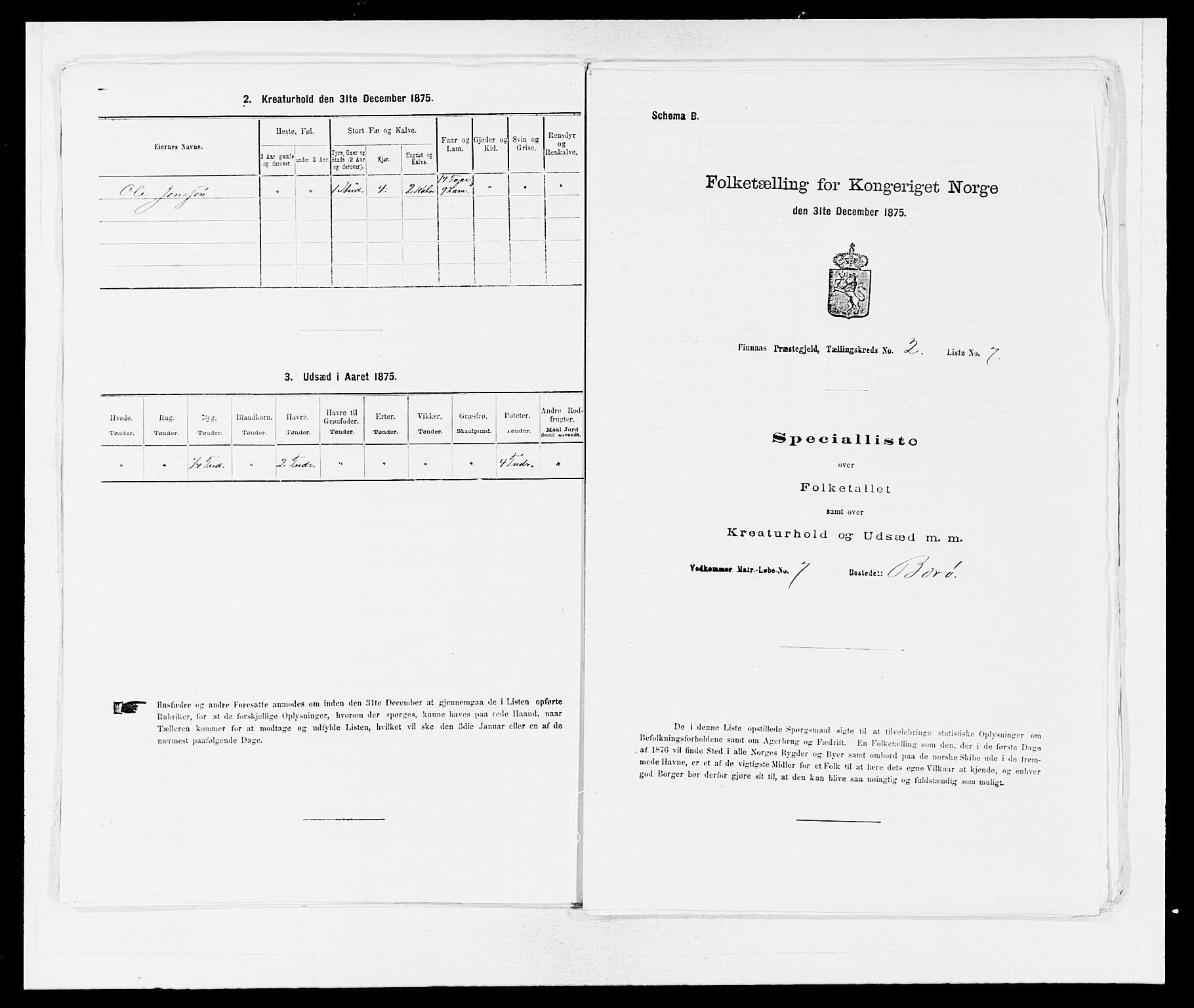 SAB, 1875 census for 1218P Finnås, 1875, p. 244