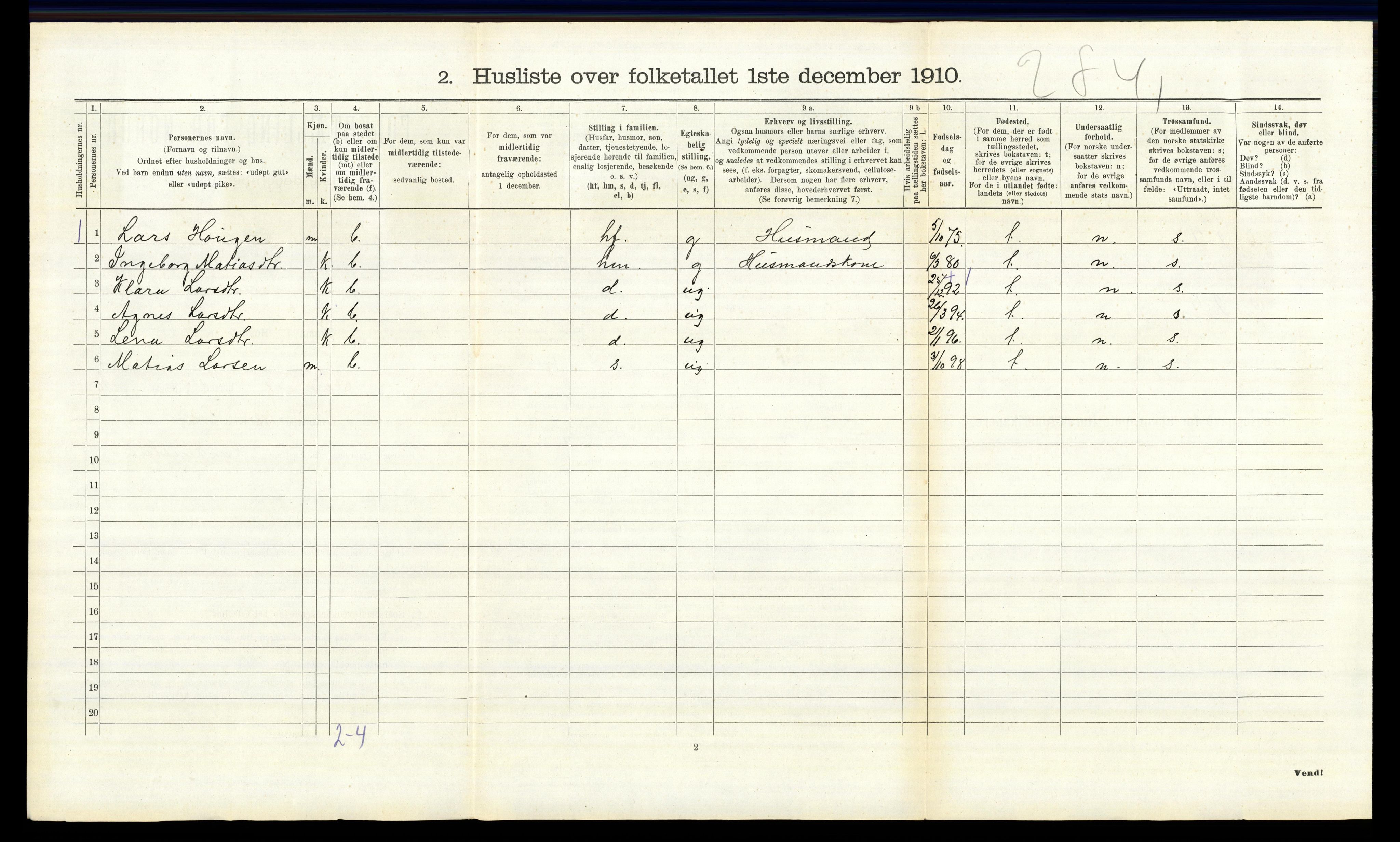 RA, 1910 census for Fåberg, 1910, p. 1061