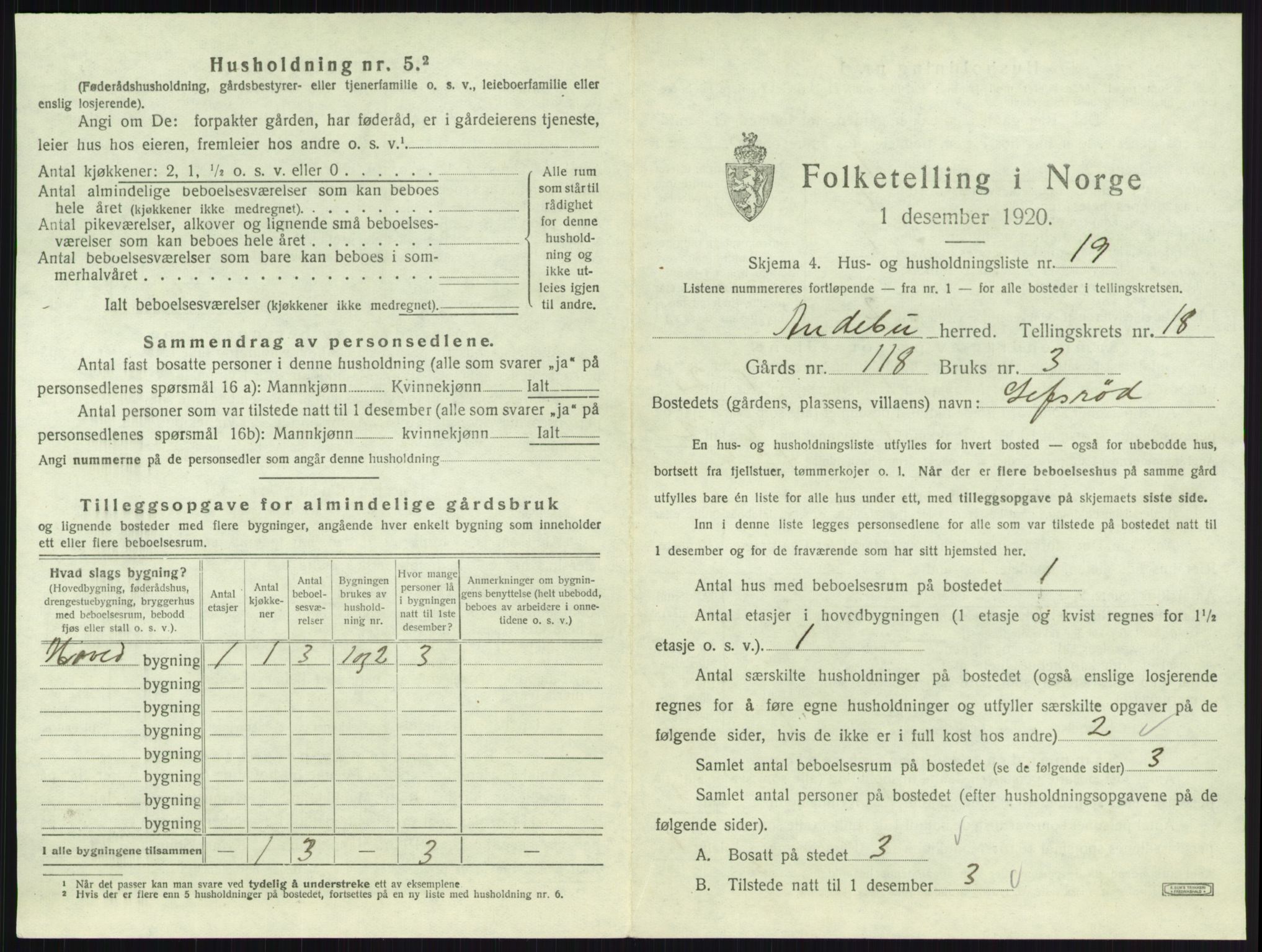 SAKO, 1920 census for Andebu, 1920, p. 1016