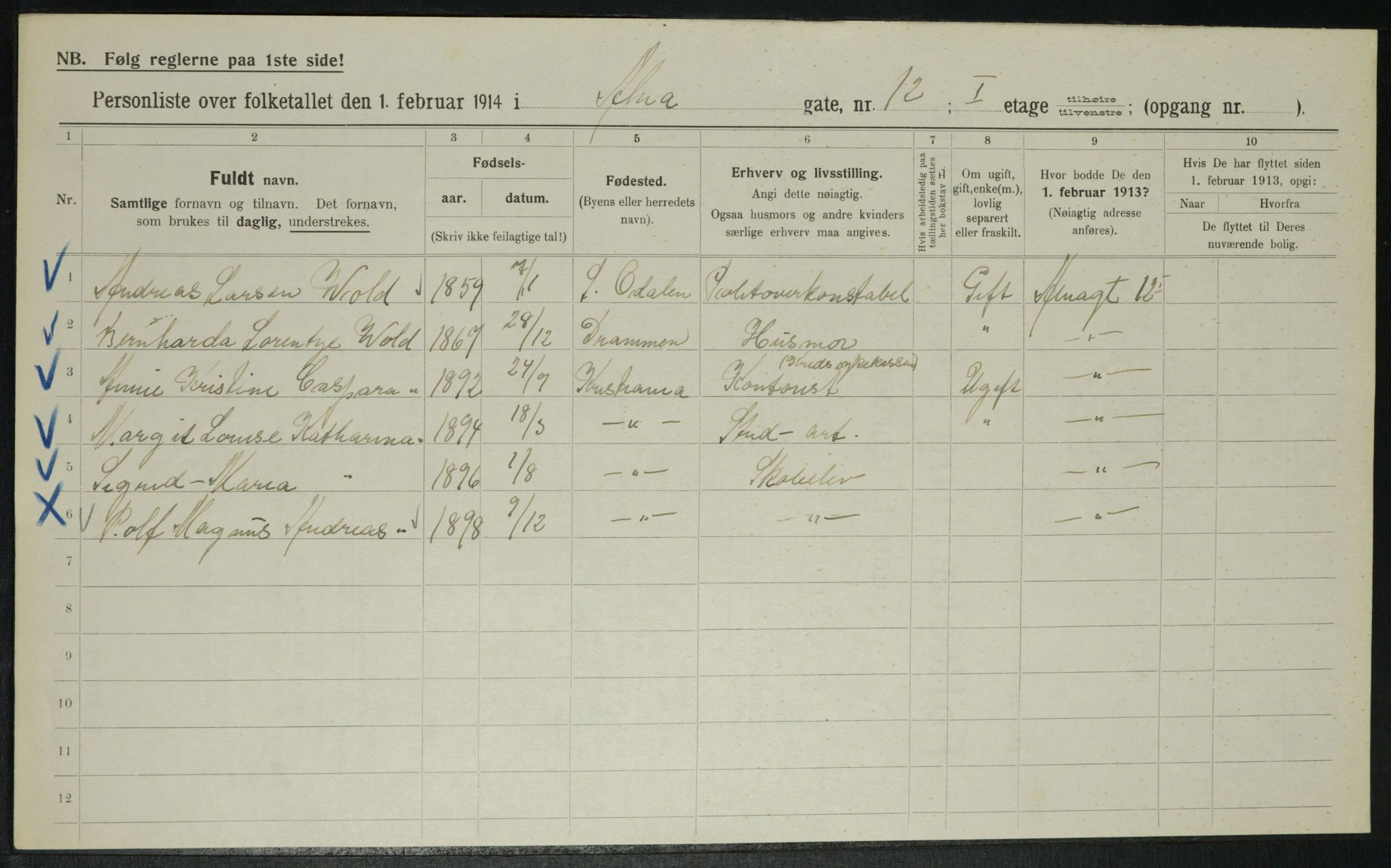 OBA, Municipal Census 1914 for Kristiania, 1914, p. 1220