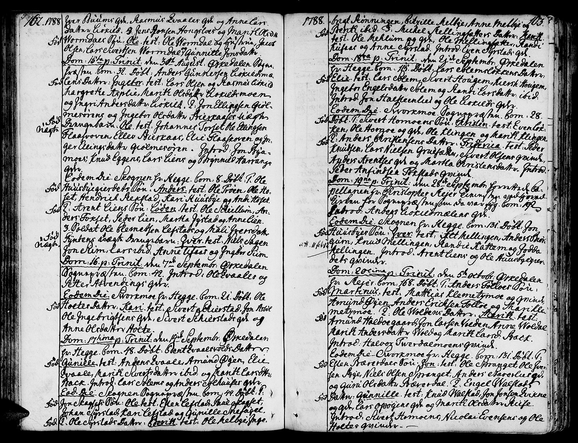 Ministerialprotokoller, klokkerbøker og fødselsregistre - Sør-Trøndelag, SAT/A-1456/668/L0802: Parish register (official) no. 668A02, 1776-1799, p. 162-163