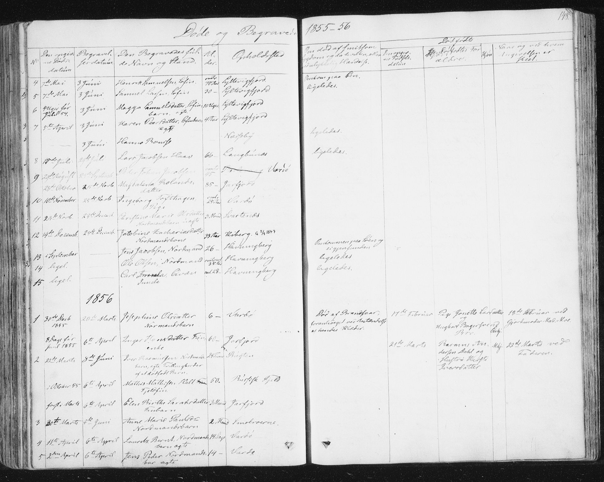 Vardø sokneprestkontor, SATØ/S-1332/H/Ha/L0003kirke: Parish register (official) no. 3, 1843-1861, p. 148