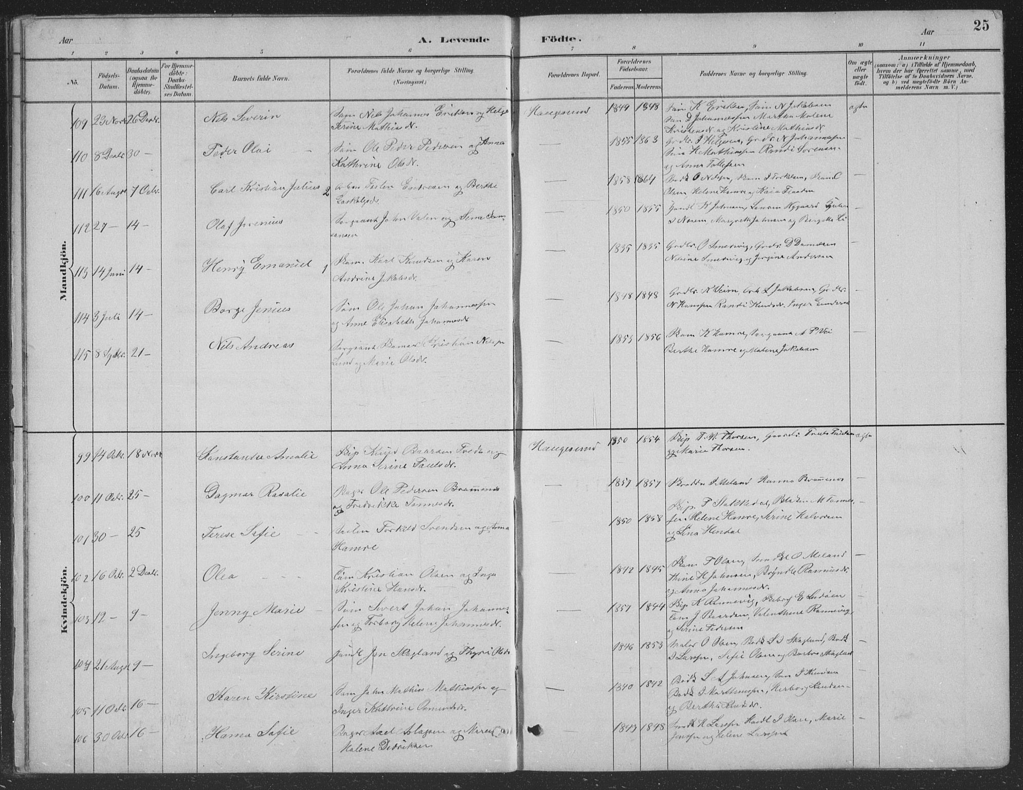 Haugesund sokneprestkontor, AV/SAST-A -101863/H/Ha/Hab/L0002: Parish register (copy) no. B 2, 1881-1894, p. 25