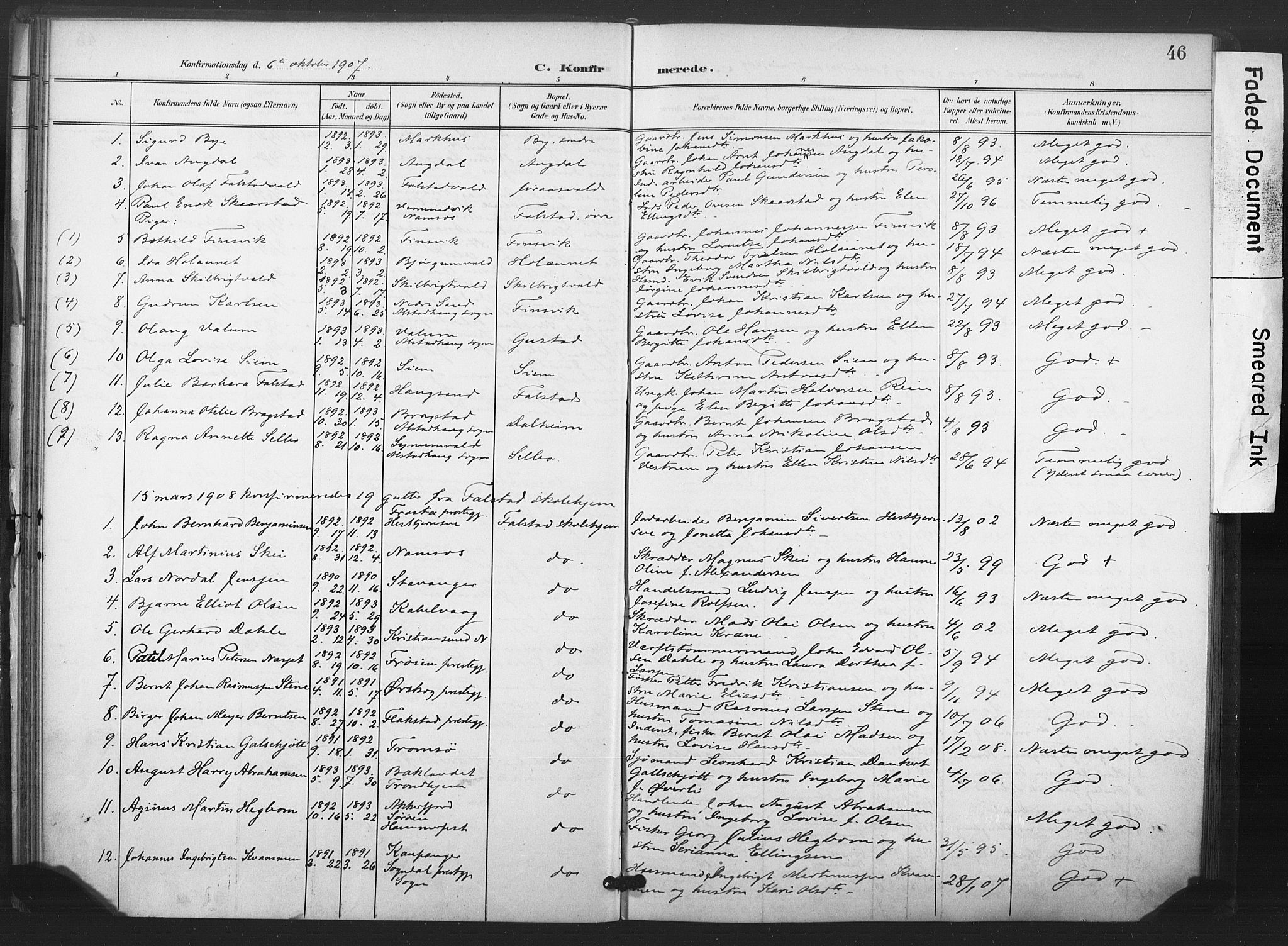 Ministerialprotokoller, klokkerbøker og fødselsregistre - Nord-Trøndelag, AV/SAT-A-1458/719/L0179: Parish register (official) no. 719A02, 1901-1923, p. 46