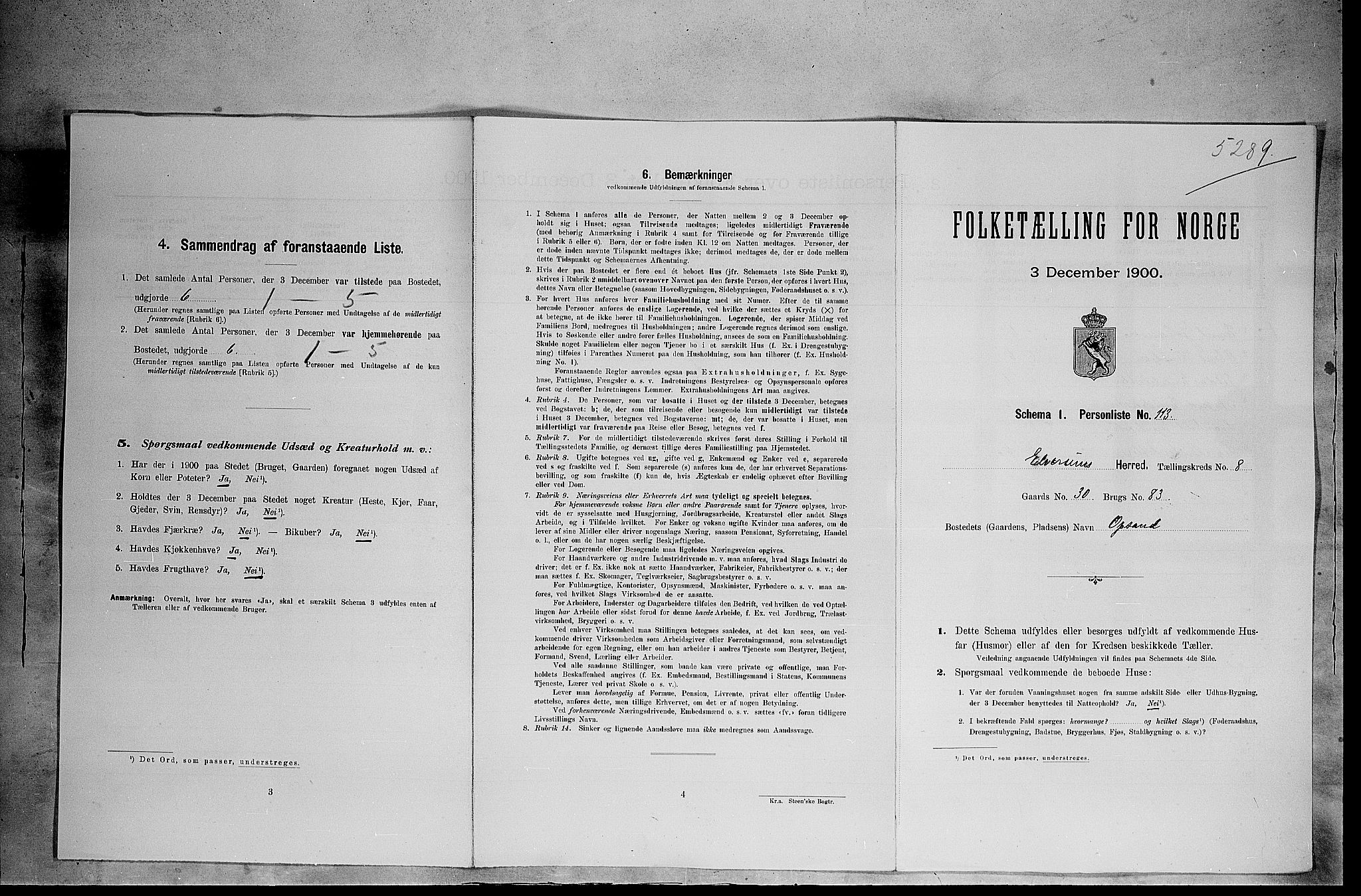 SAH, 1900 census for Elverum, 1900, p. 1093