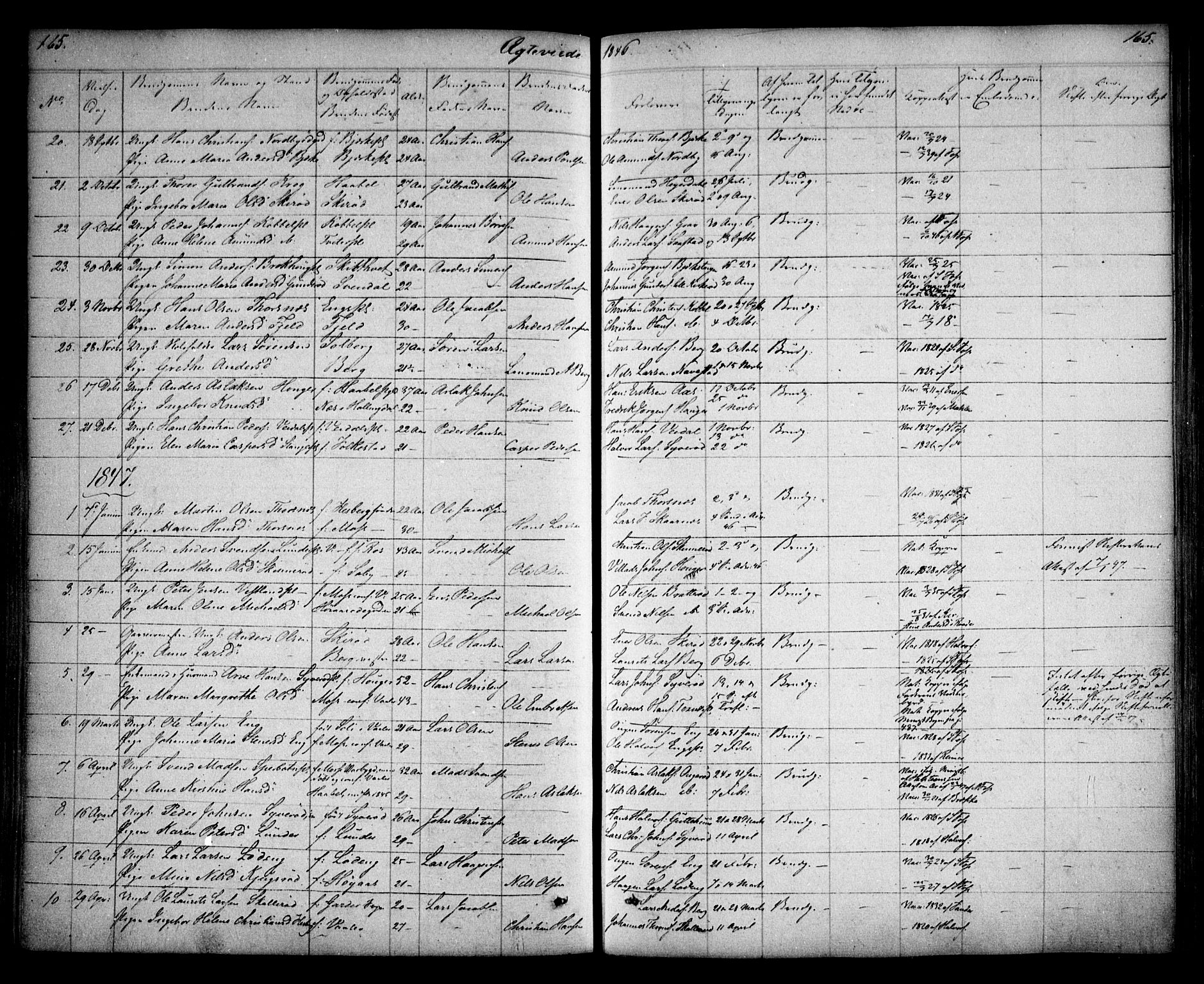 Våler prestekontor Kirkebøker, SAO/A-11083/F/Fa/L0006: Parish register (official) no. I 6, 1840-1861, p. 165