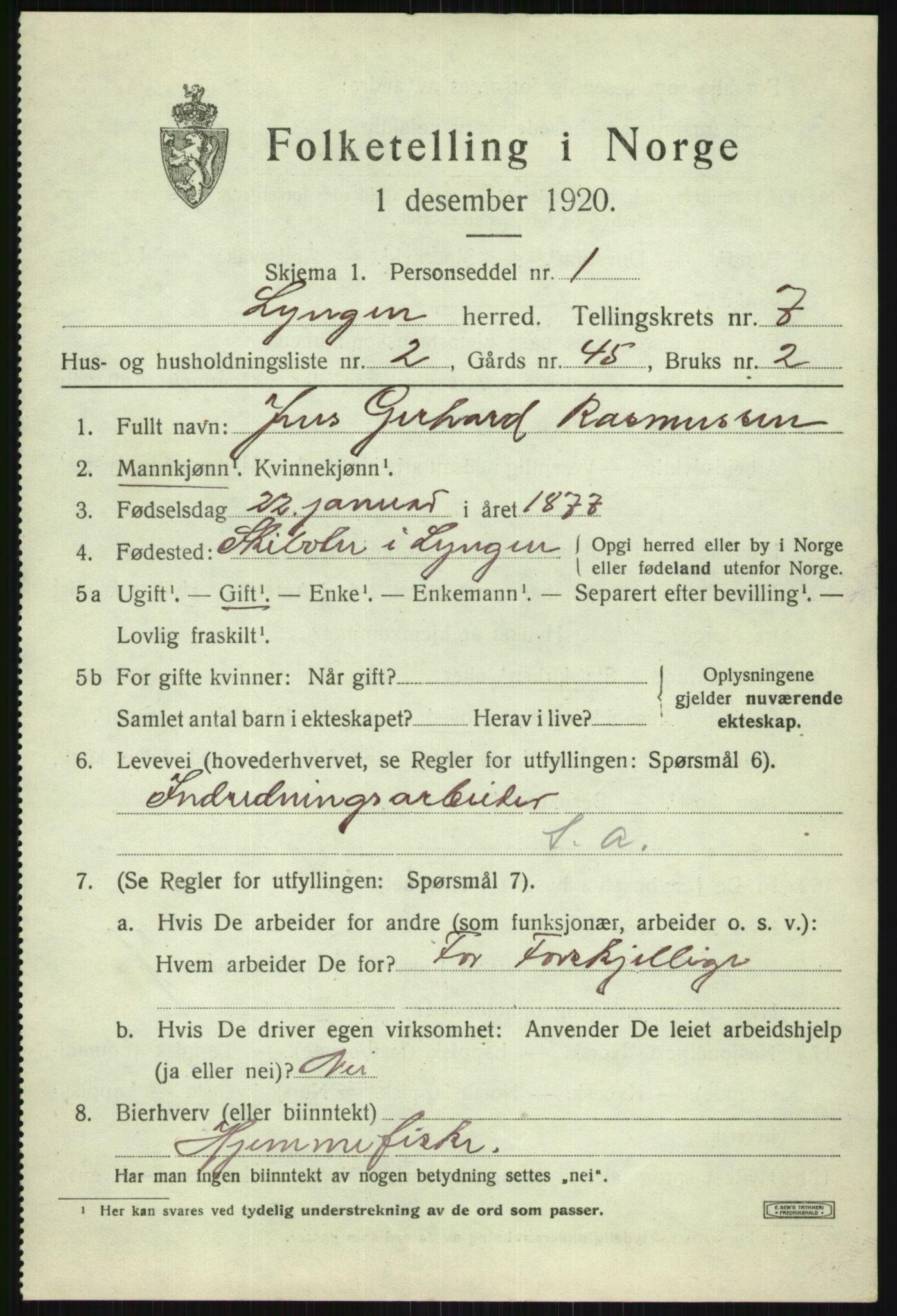 SATØ, 1920 census for Lyngen, 1920, p. 6756