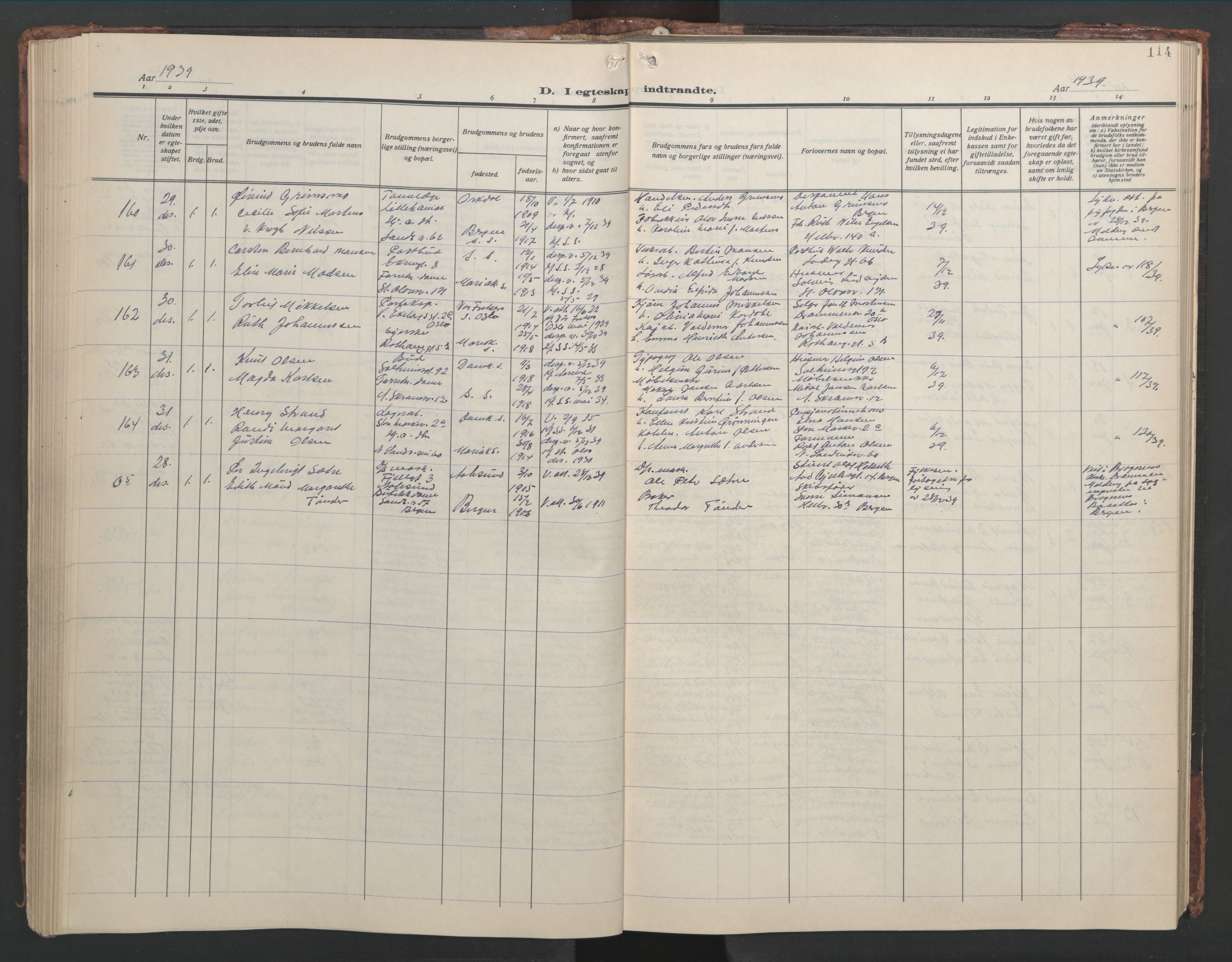 Sandviken Sokneprestembete, AV/SAB-A-77601/H/Hb/L0015: Parish register (copy) no. D 2, 1929-1953, p. 113b-114a