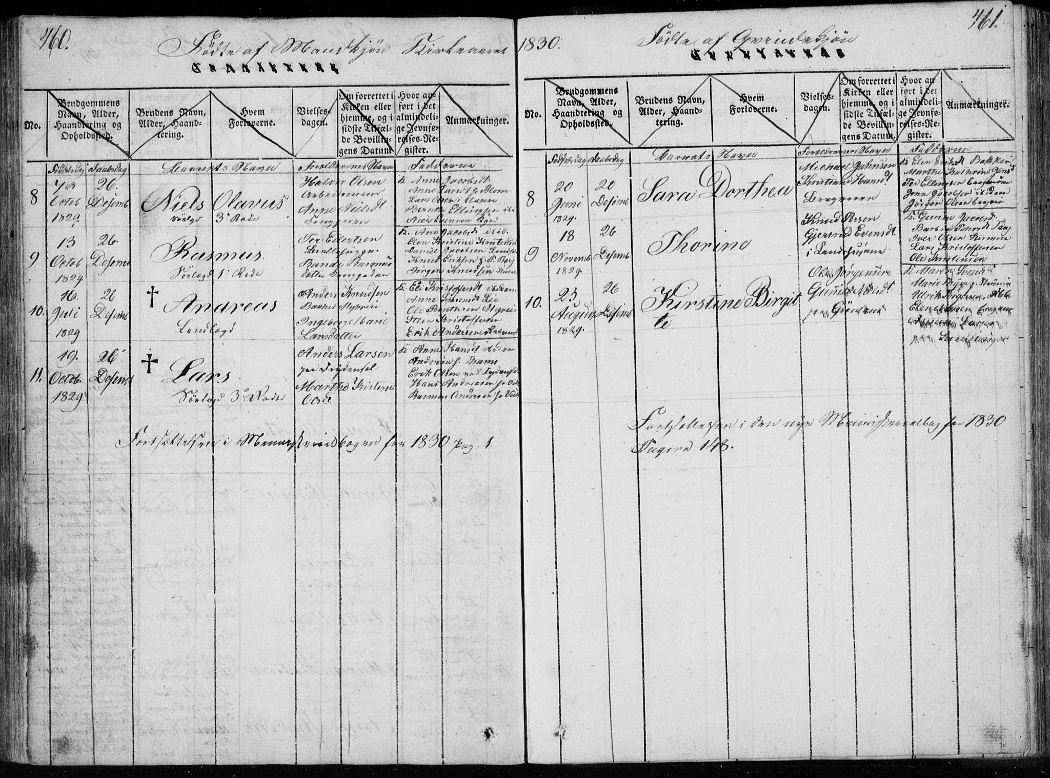 Bragernes kirkebøker, AV/SAKO-A-6/F/Fa/L0007: Parish register (official) no. I 7, 1815-1829, p. 460-461