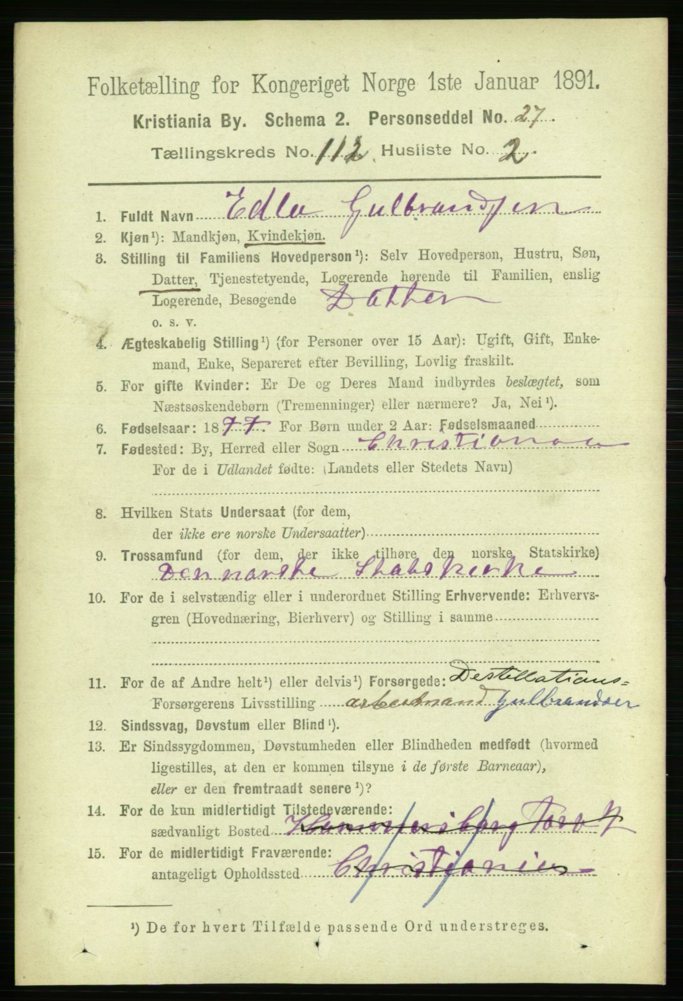RA, 1891 census for 0301 Kristiania, 1891, p. 59055