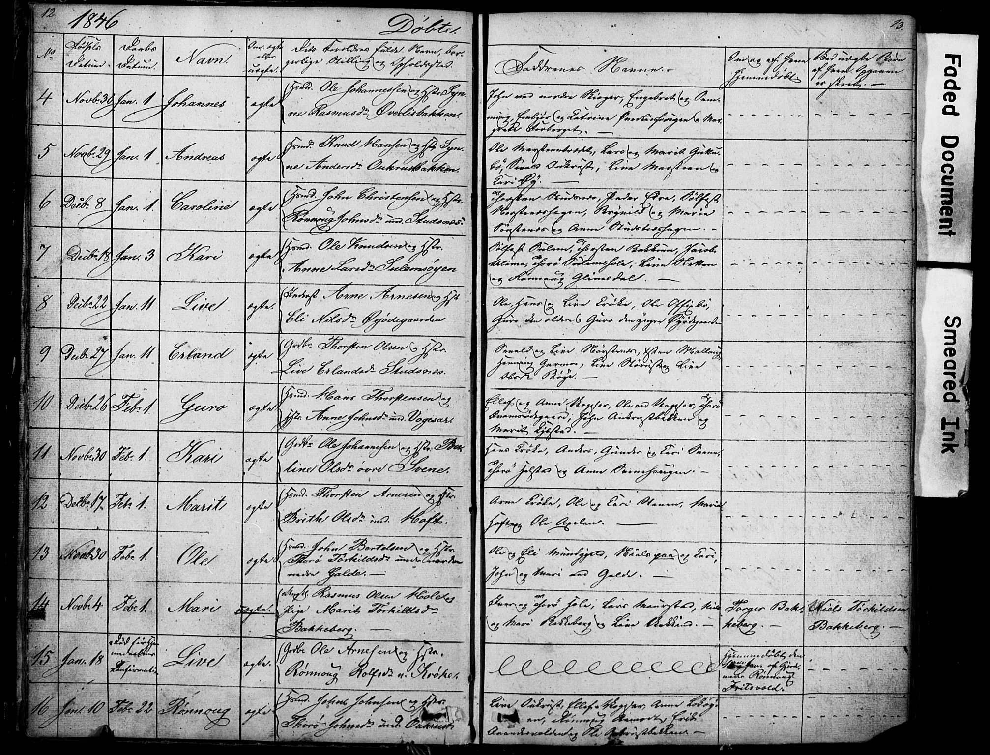 Lom prestekontor, SAH/PREST-070/L/L0012: Parish register (copy) no. 12, 1845-1873, p. 12-13