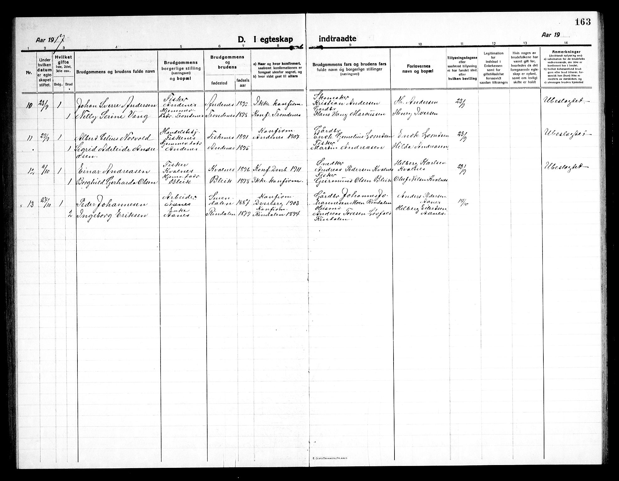 Ministerialprotokoller, klokkerbøker og fødselsregistre - Nordland, AV/SAT-A-1459/897/L1415: Parish register (copy) no. 897C05, 1916-1945, p. 163