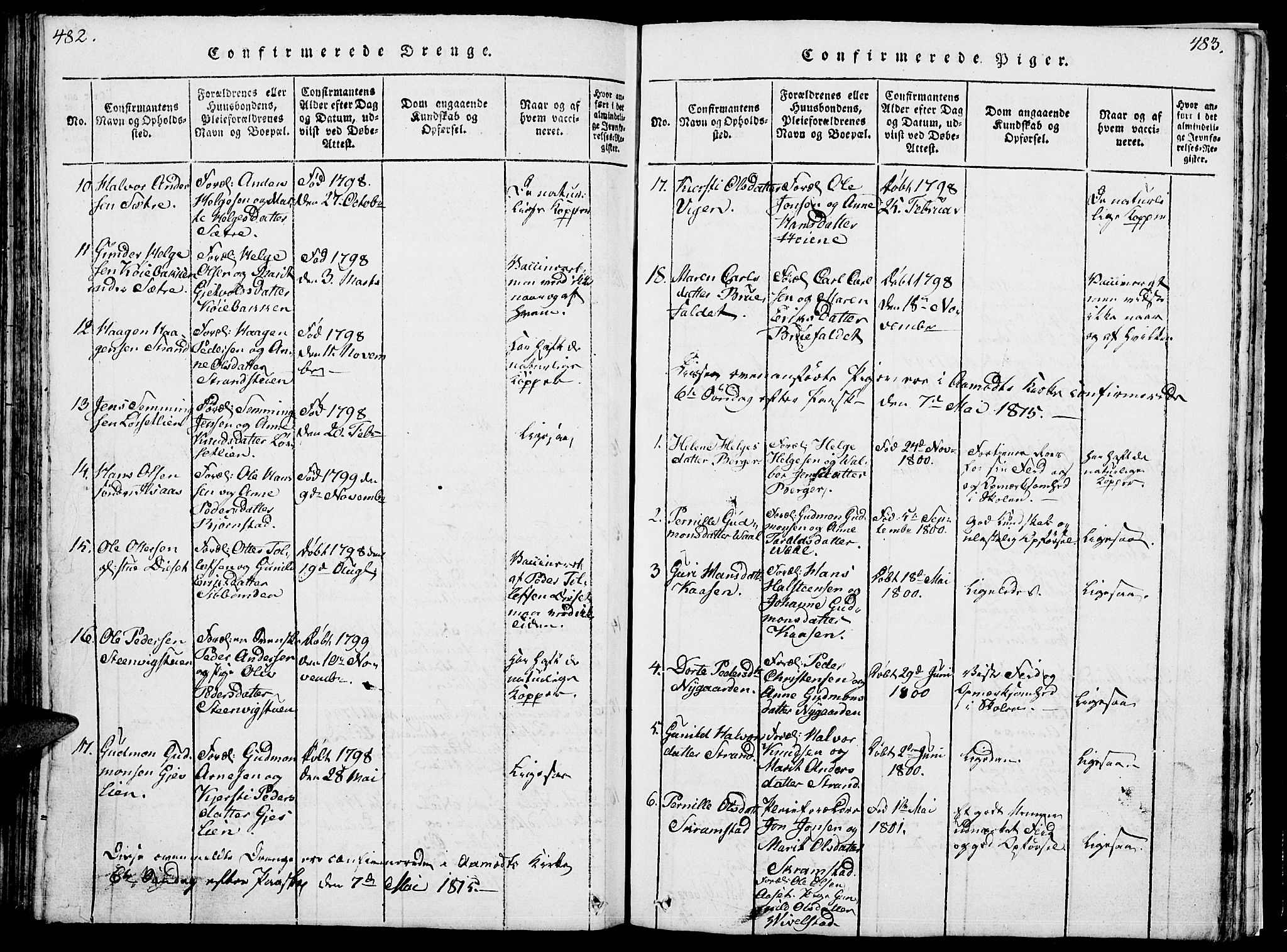 Åmot prestekontor, Hedmark, SAH/PREST-056/H/Ha/Hab/L0001: Parish register (copy) no. 1, 1815-1847, p. 482-483