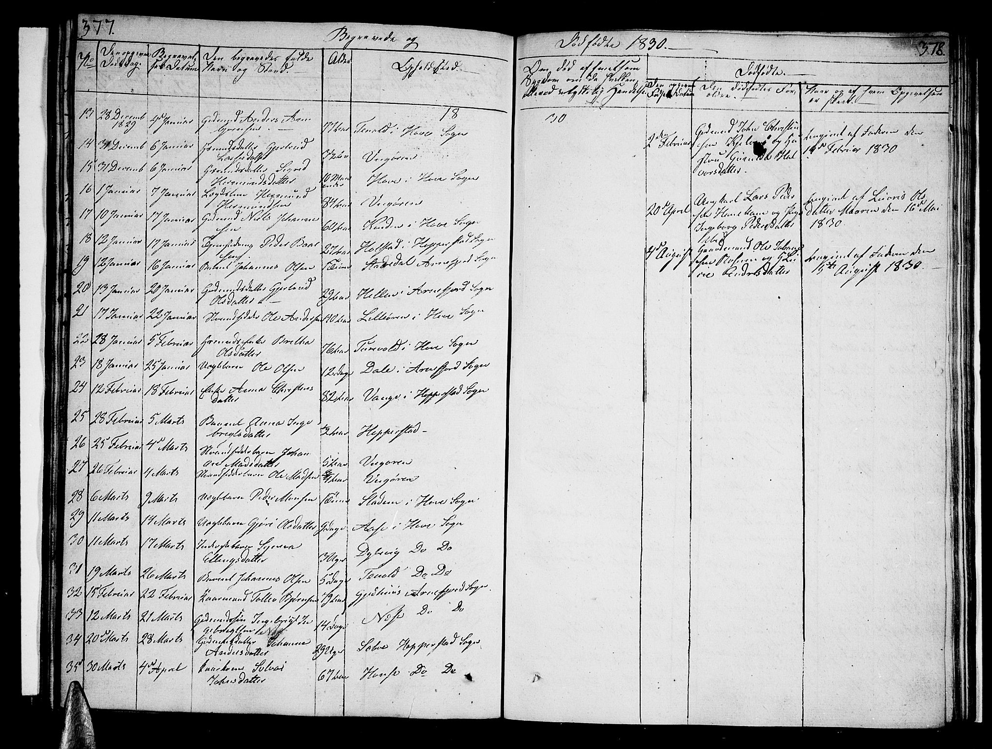 Vik sokneprestembete, AV/SAB-A-81501/H/Haa/Haaa/L0006: Parish register (official) no. A 6, 1821-1831, p. 377-378