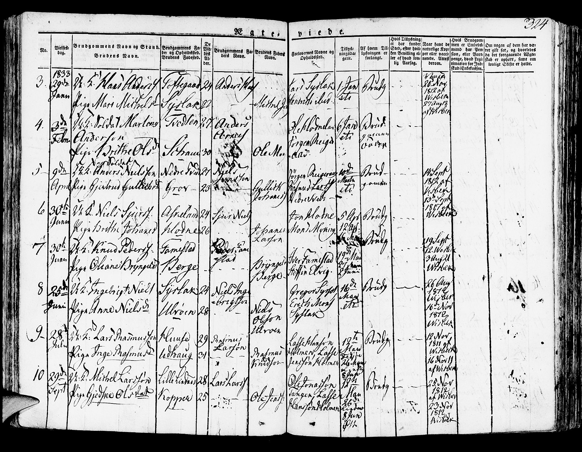 Lindås Sokneprestembete, SAB/A-76701/H/Haa: Parish register (official) no. A 8, 1823-1836, p. 324